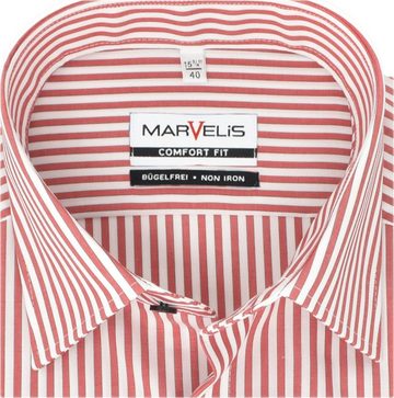 MARVELIS Businesshemd Businesshemd - Comfort Fit - Langarm - Gestreift - Rot
