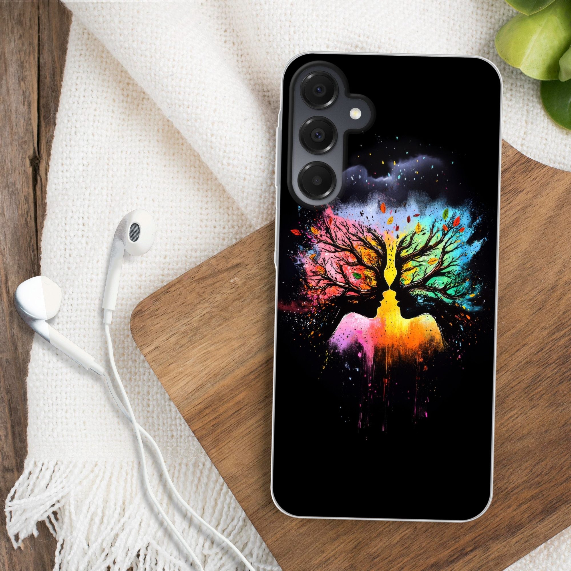 MuchoWow Handyhülle für Samsung Galaxy A16 5G Gesichter - Silhouetten - Bunt - Äste, Phone Case, Silikon, Schutzhülle Dünn