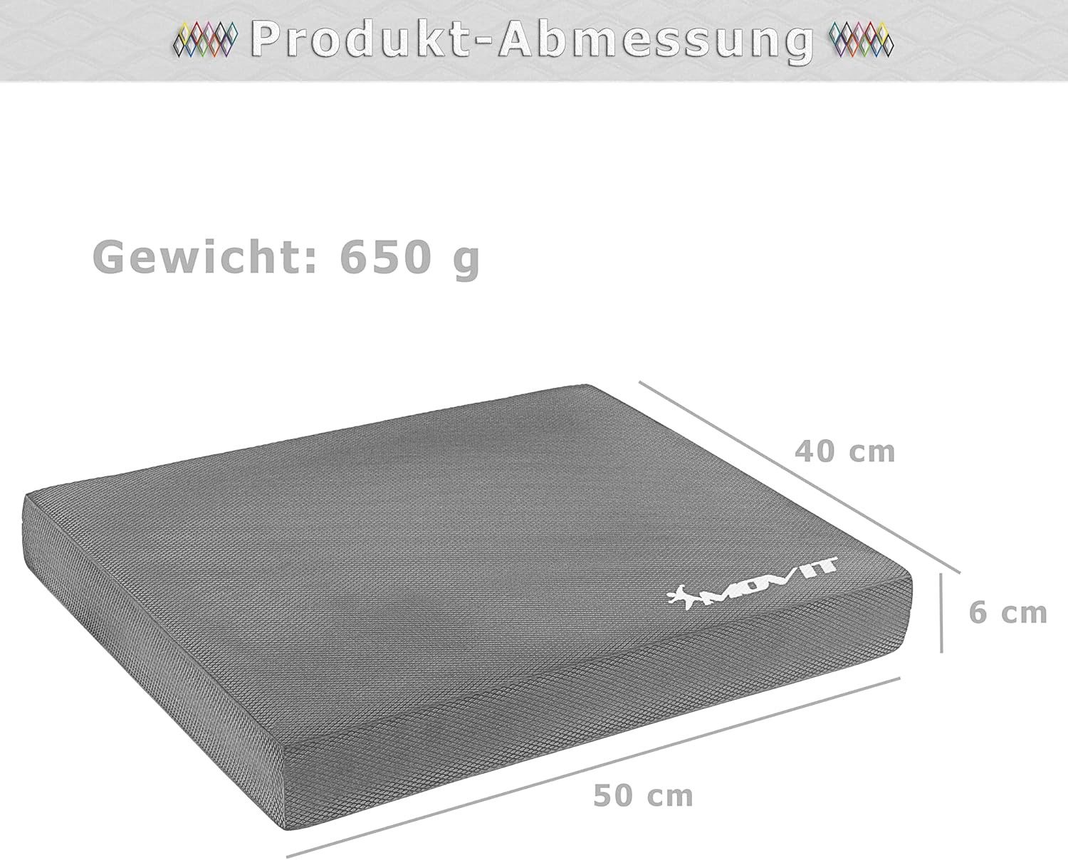 MOVIT Balanceboard Balance Pad aus Schaumstoff 50 x 40 x 6 cm