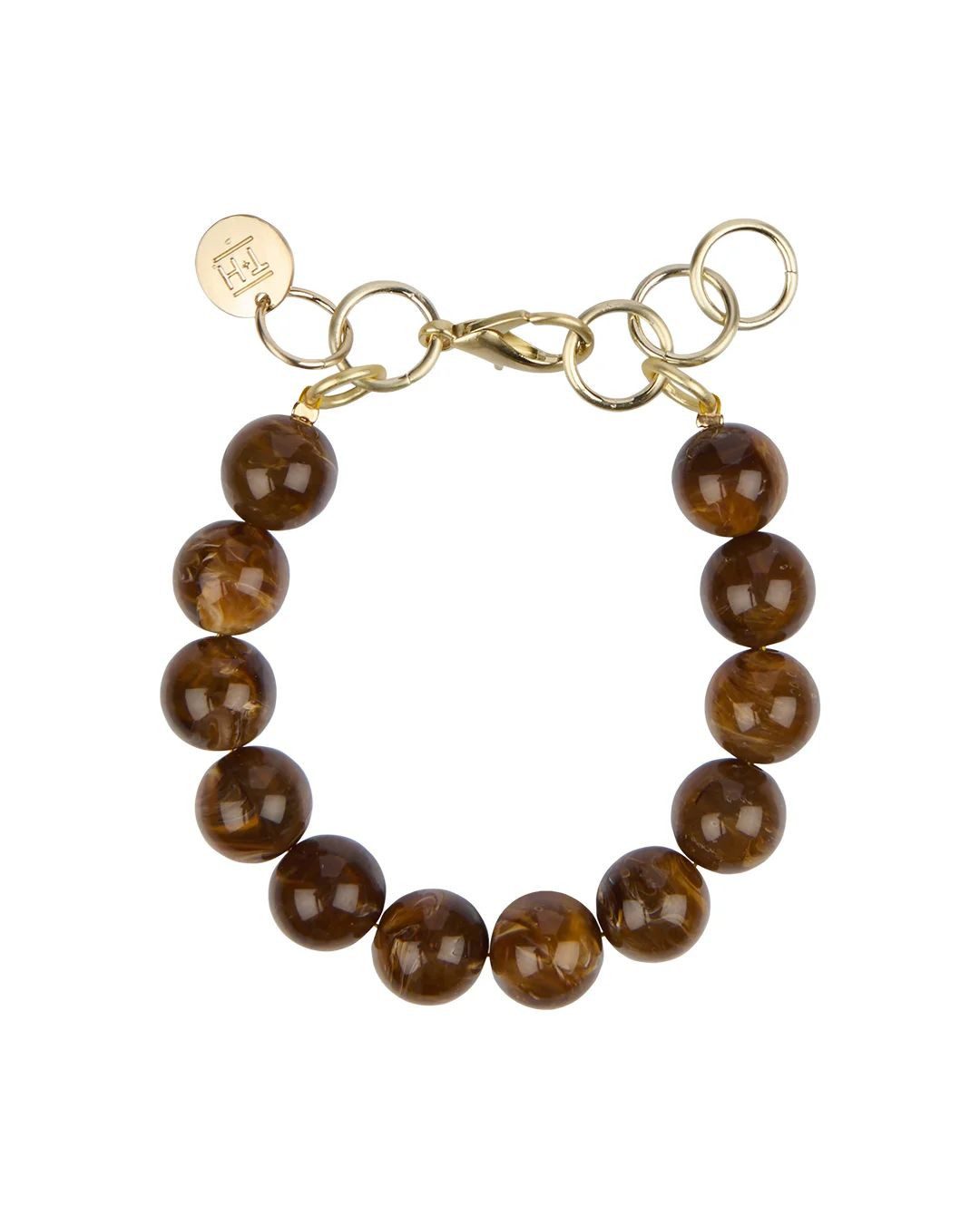Armkette – Luxus Kugelarmband aus Kunstharz mit goldenen Akzenten
