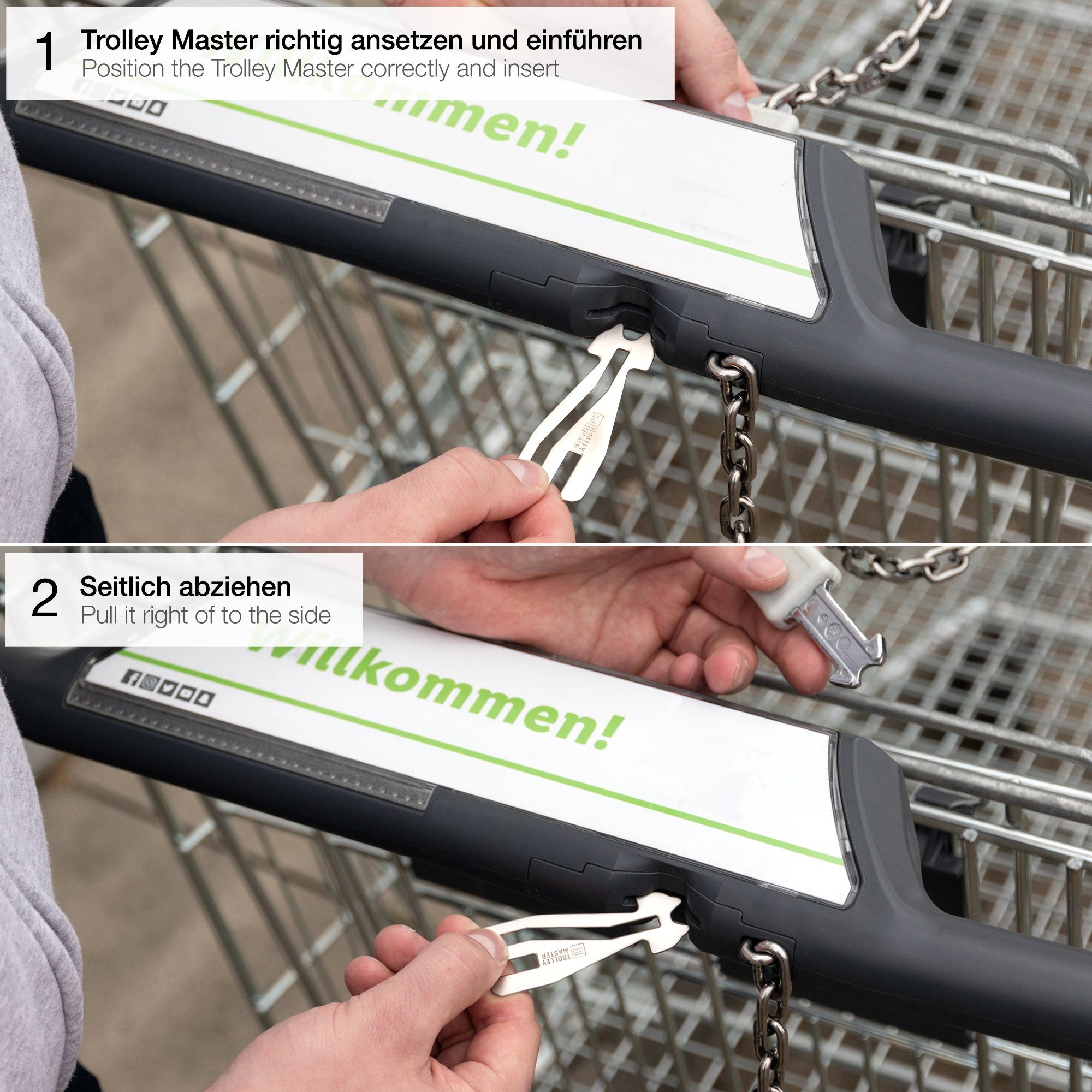 FABACH Schlüsselanhänger Trolley Master Silber öffnet Einkaufswagenlöser Einkaufswagen - ALLE (1-tlg)