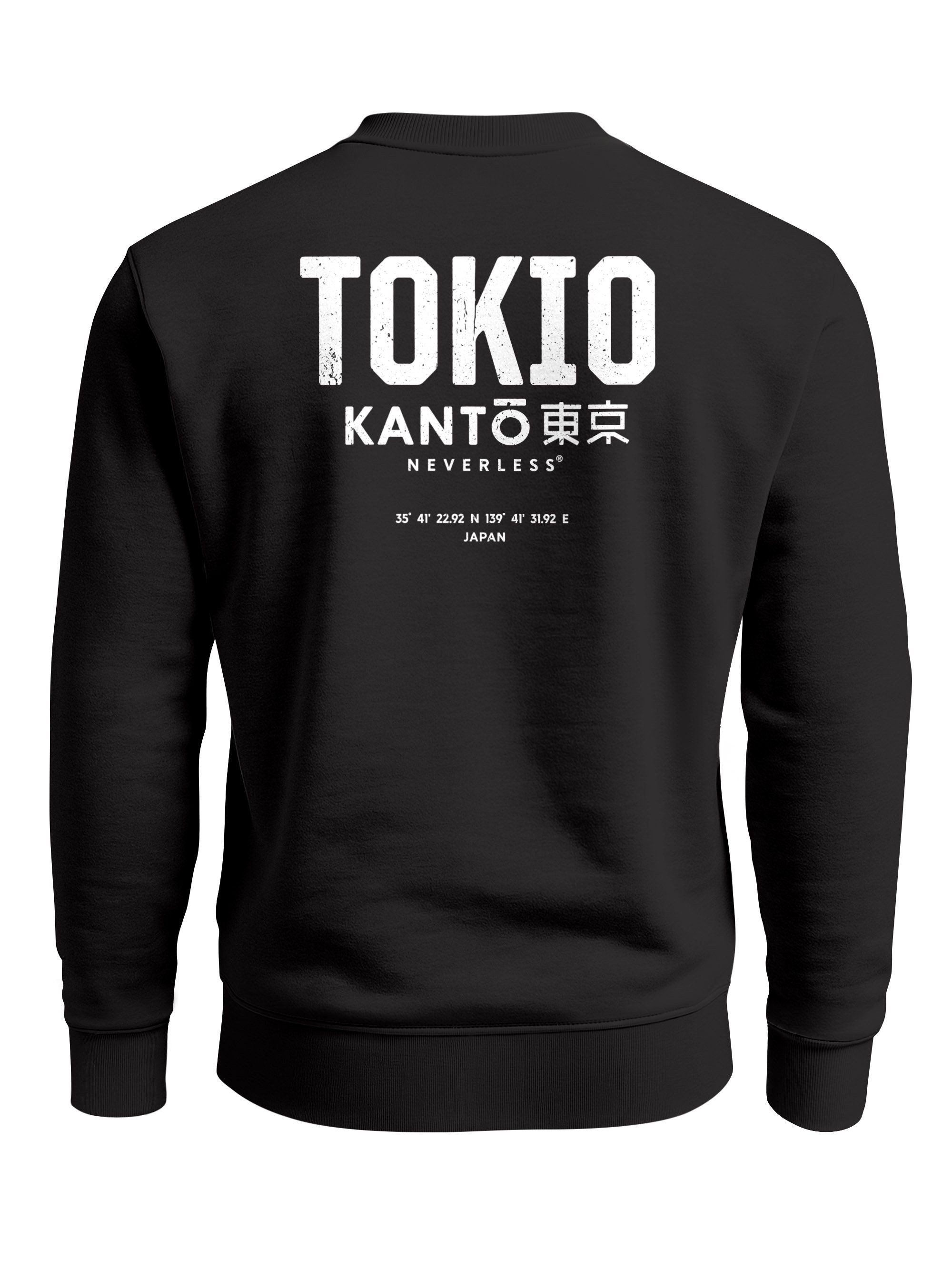 Neverless Sweatshirt Sweatshirt Herren Pullover mit Backprint Tokio Kantō J günstig online kaufen