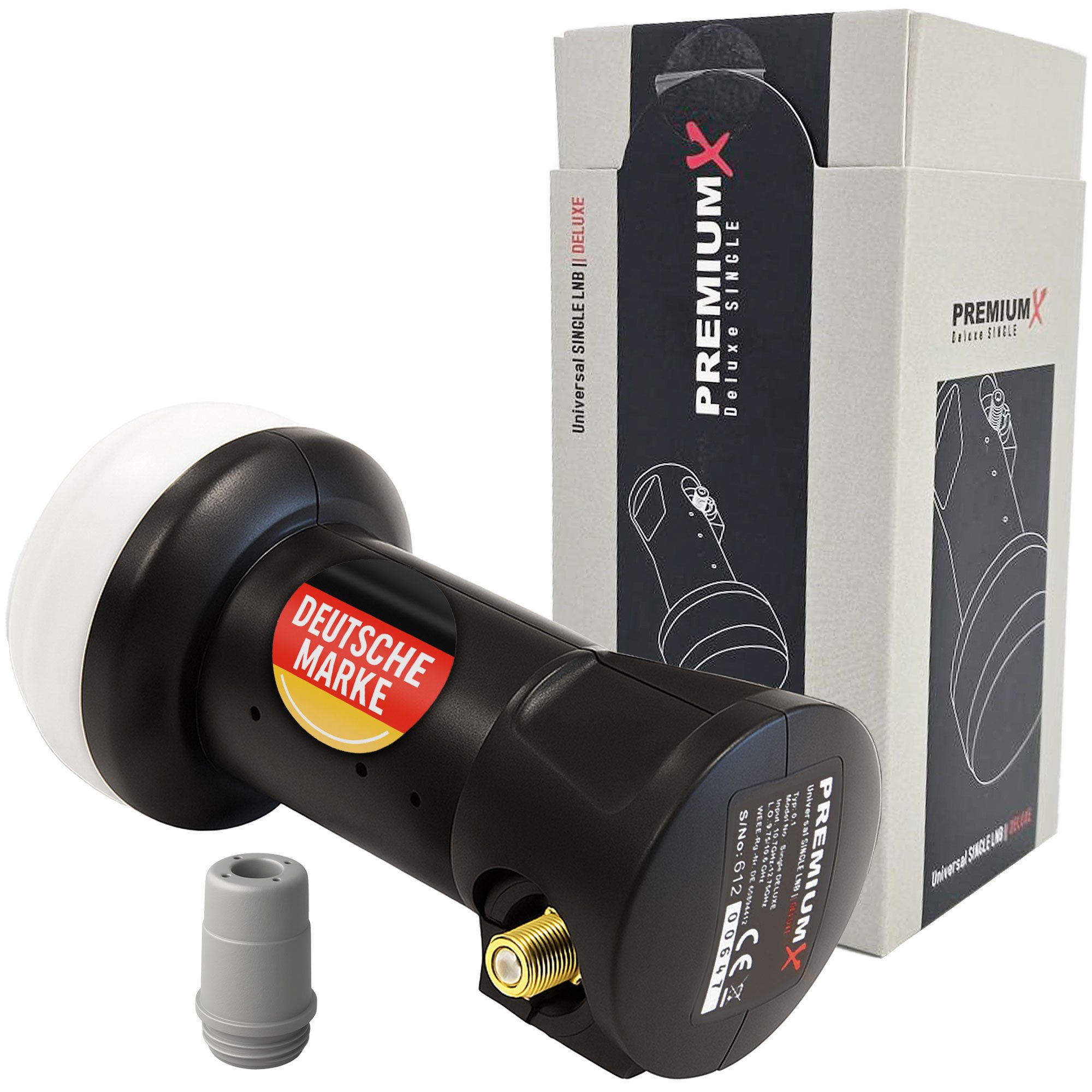 PremiumX Deluxe Single LNB PLL SAT für 1 Teilnehmer DVB-S2 HD UHD 4K Monoblock-LNB