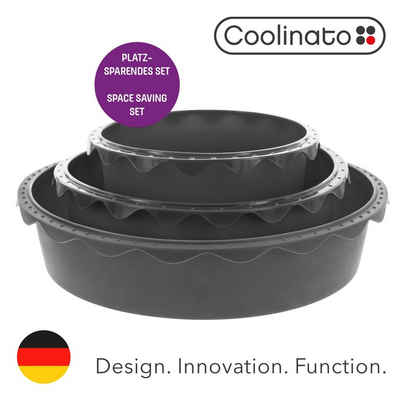 Coolinato Backform Coolinato Silikon runde Kuchenbackform Set 3tlg. GRAU, inkl. Rezepte