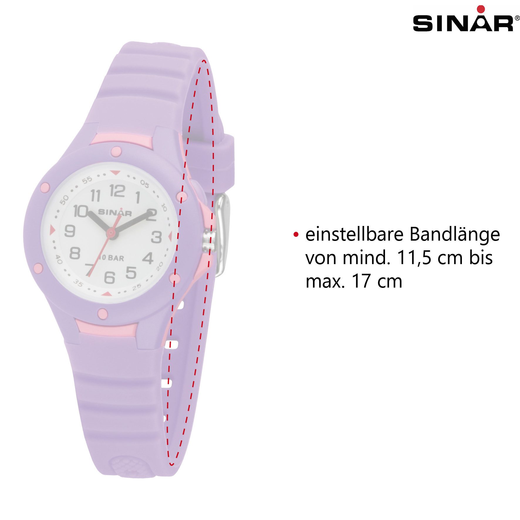 SINAR Quarzuhr XB-17 Jugenduhr Sportuhr Silikonband 10 bar, analog sportlich modern Geschenkidee Jugend Kids Ø 29 mm