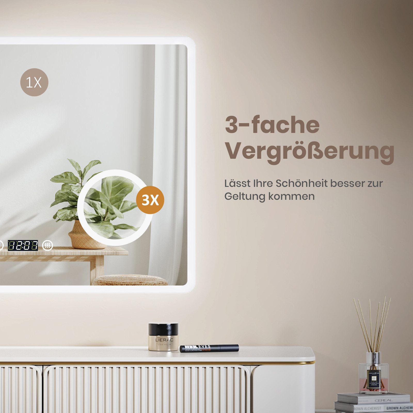 EMKE Badspiegel mit Beleuchtung LED Wandspiegel günstig online kaufen