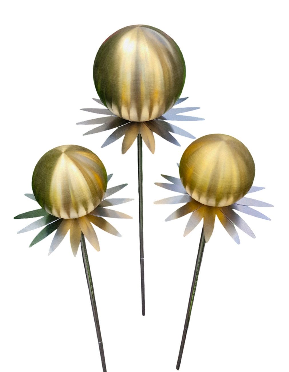 Jürgen Bocker - Gartenambiente Gartenstecker Blütenzauber Milano Rosenkugel Edelstahl 3er Set mit Stab 80 cm (3 tlg. Set)