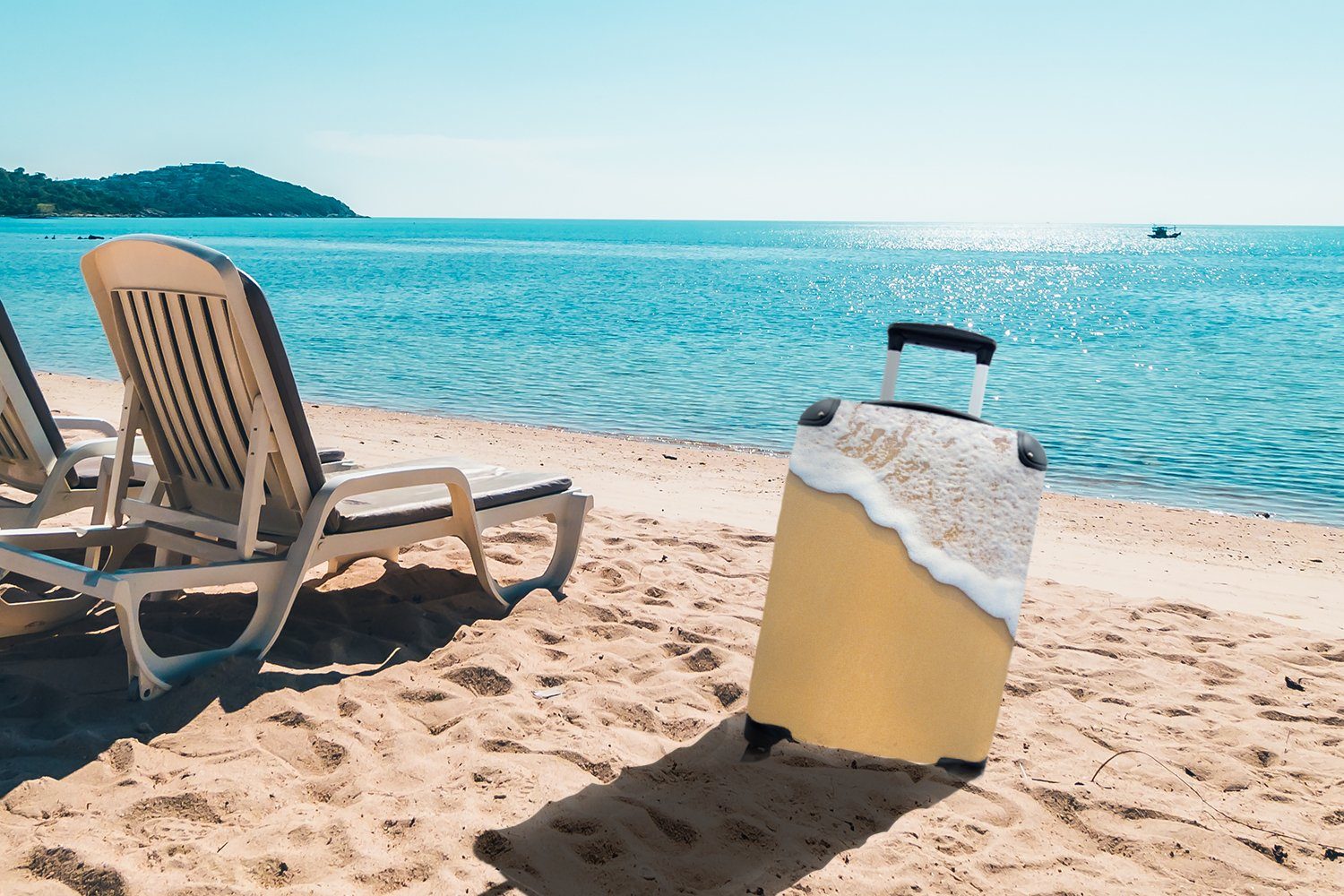Rollen, Strand Sommer, rollen, - mit 4 Reisetasche Handgepäck für Ferien, Wasser Tropisch Handgepäckkoffer Reisekoffer - - - MuchoWow Meer Trolley,
