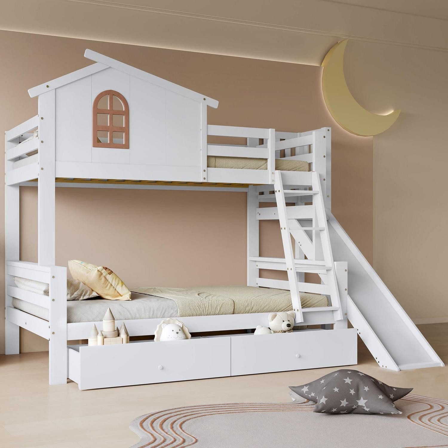 LuxusKollektion Spielbett Hochbett mit Rutsche & Treppe