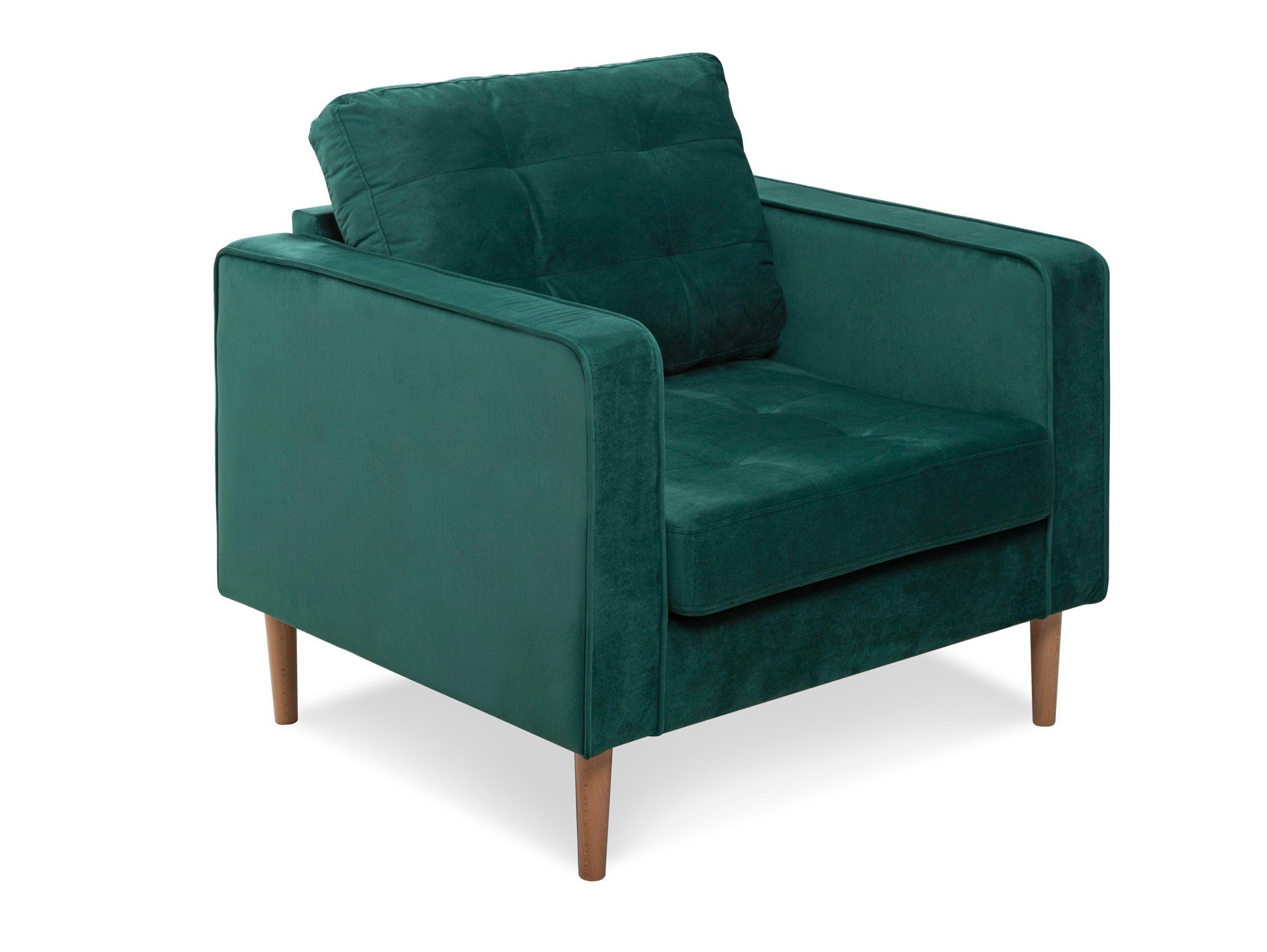 Moebel-Eins Sessel GLAMMI Sessel mit Samtbezug, Füße Buche massiv, GLAMMI Sessel mit Samtbezug, Füße Buche massiv Dunkelgrün | Einzelsessel