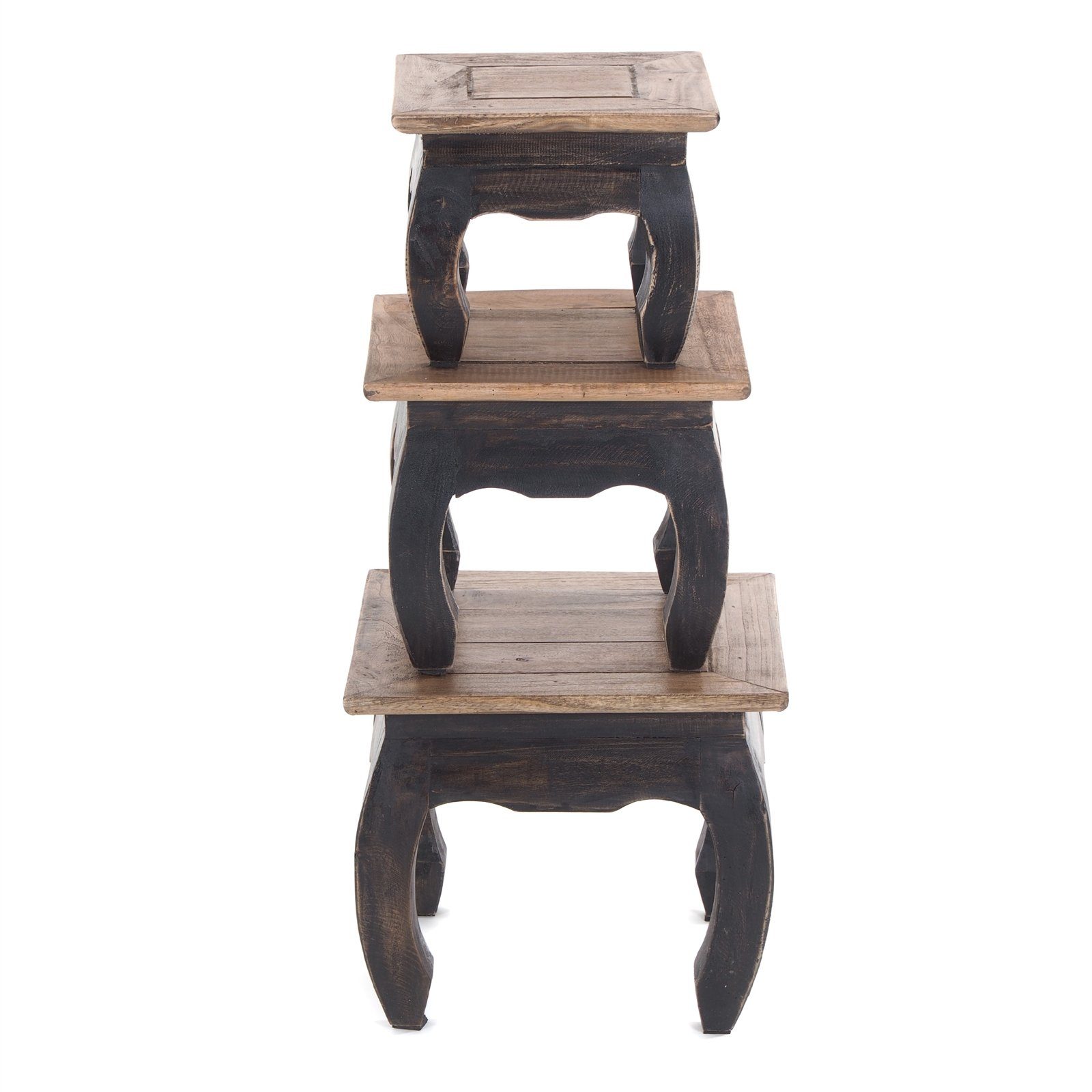 DESIGN DELIGHTS Beistelltisch 3ER OPIUMTISCH SET "SHISHA", natur schwarz, Beistelltisch