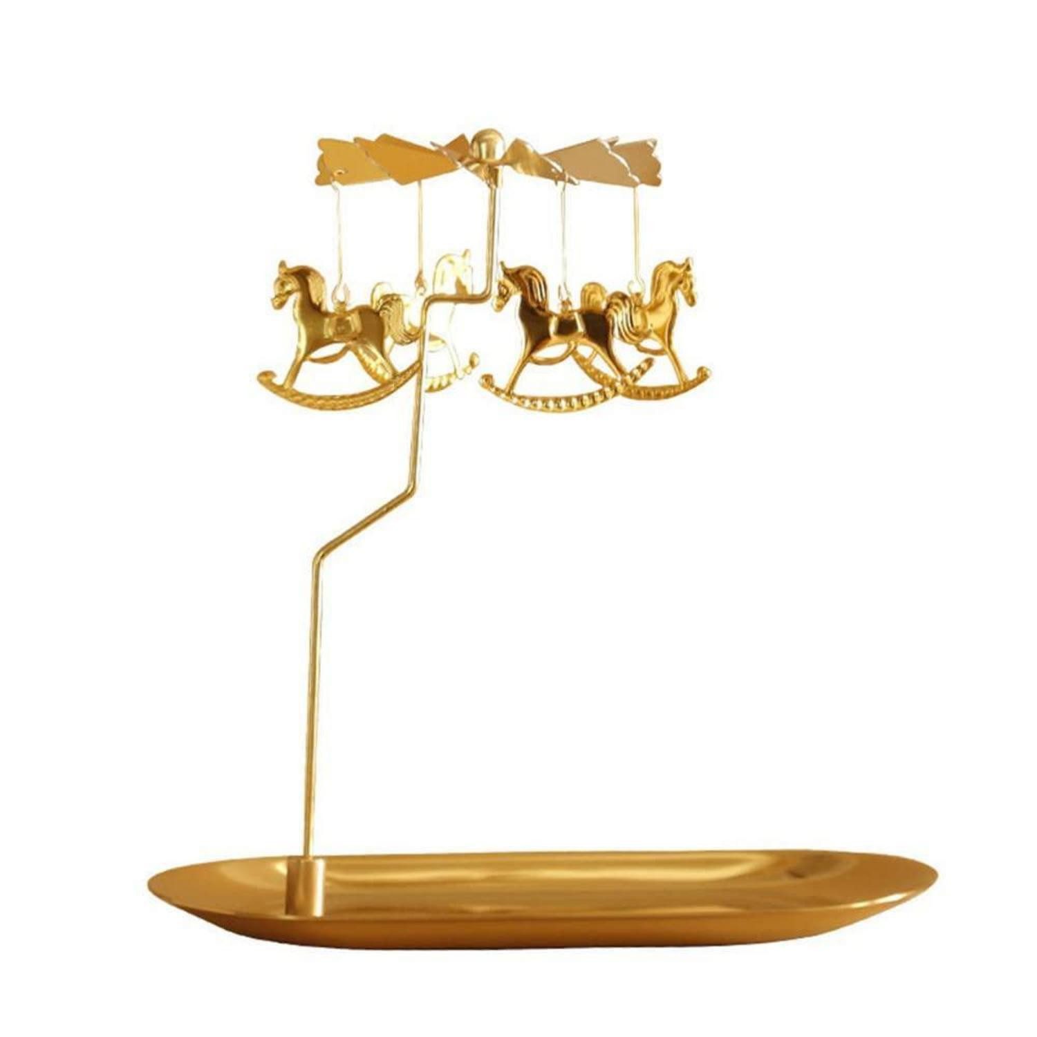 LuxusKollektion Teelichthalter Drehbarer Kerzenhalter goldfarben Karussell (1 St)