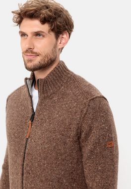 camel active Strickjacke aus einem Merino-Wollmix Stehkragen