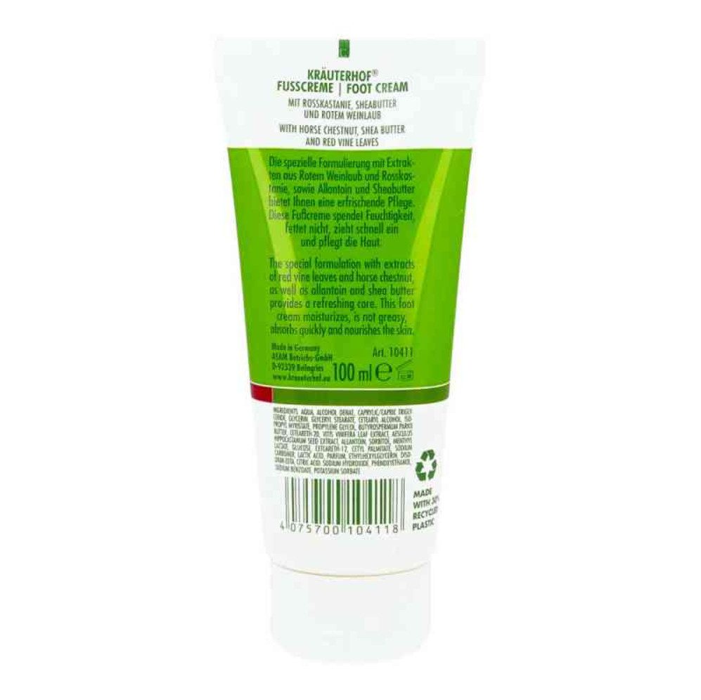 Kräuterhof Fußcreme KräuterhoF Fußcreme 100 ml pflegende Fußcreme, 1-tlg., aus natürlichen Extrakten, Intensive Feuchtigkeit, Kühlender Effekt