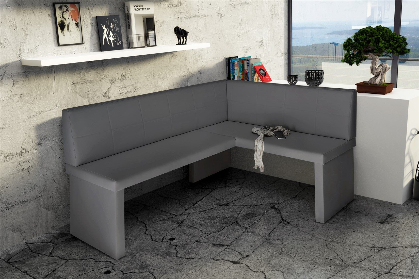 Fun Möbel Eckbank Sitzbank Eckbank „Robin“ in Kunstleder Madryt Größe 168 x 128 cm