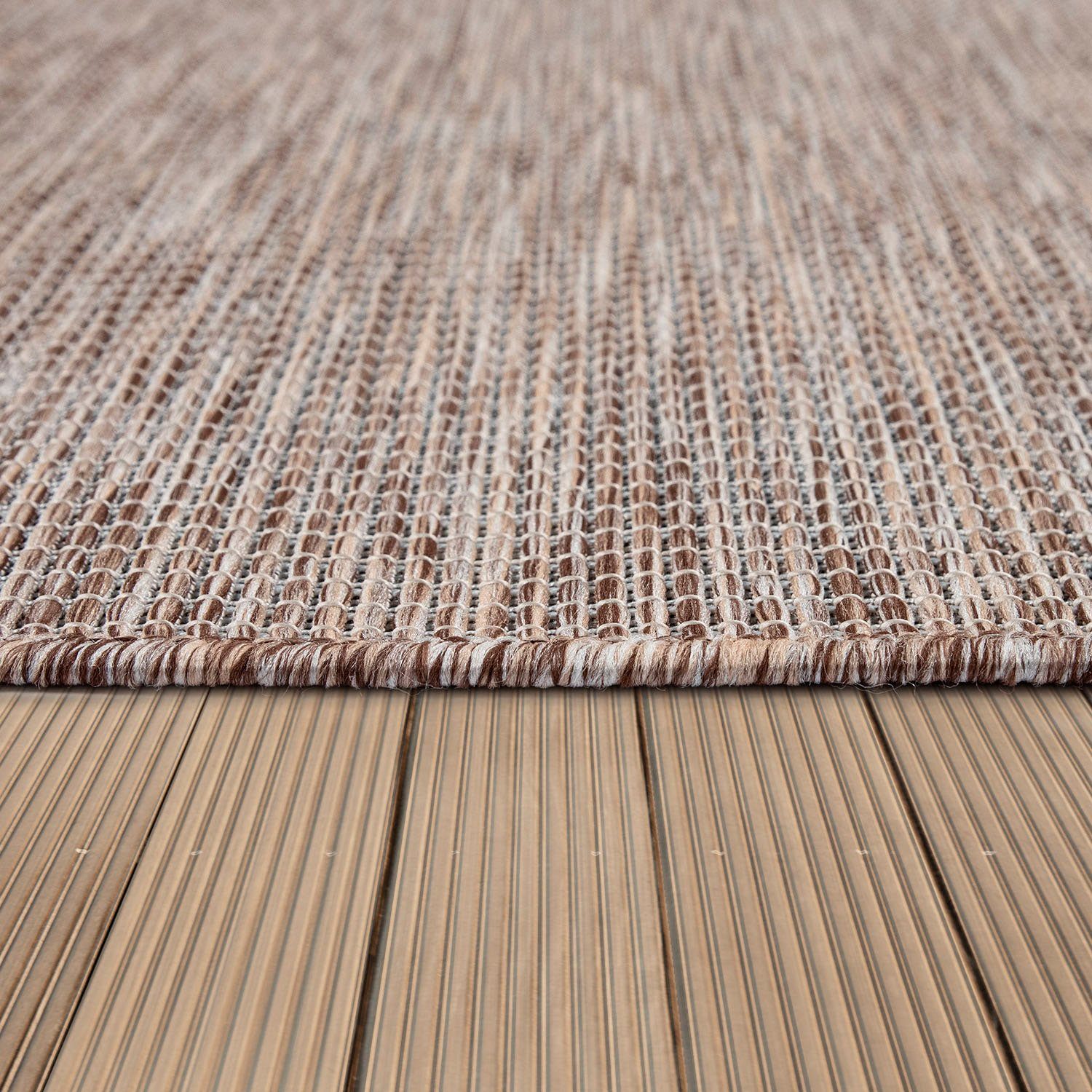 Teppich Sonset, beige Flachgewebe, In- Wohnzimmer mm, meliert, rechteckig, geeignet, und Outdoor Home, Höhe: Paco 4