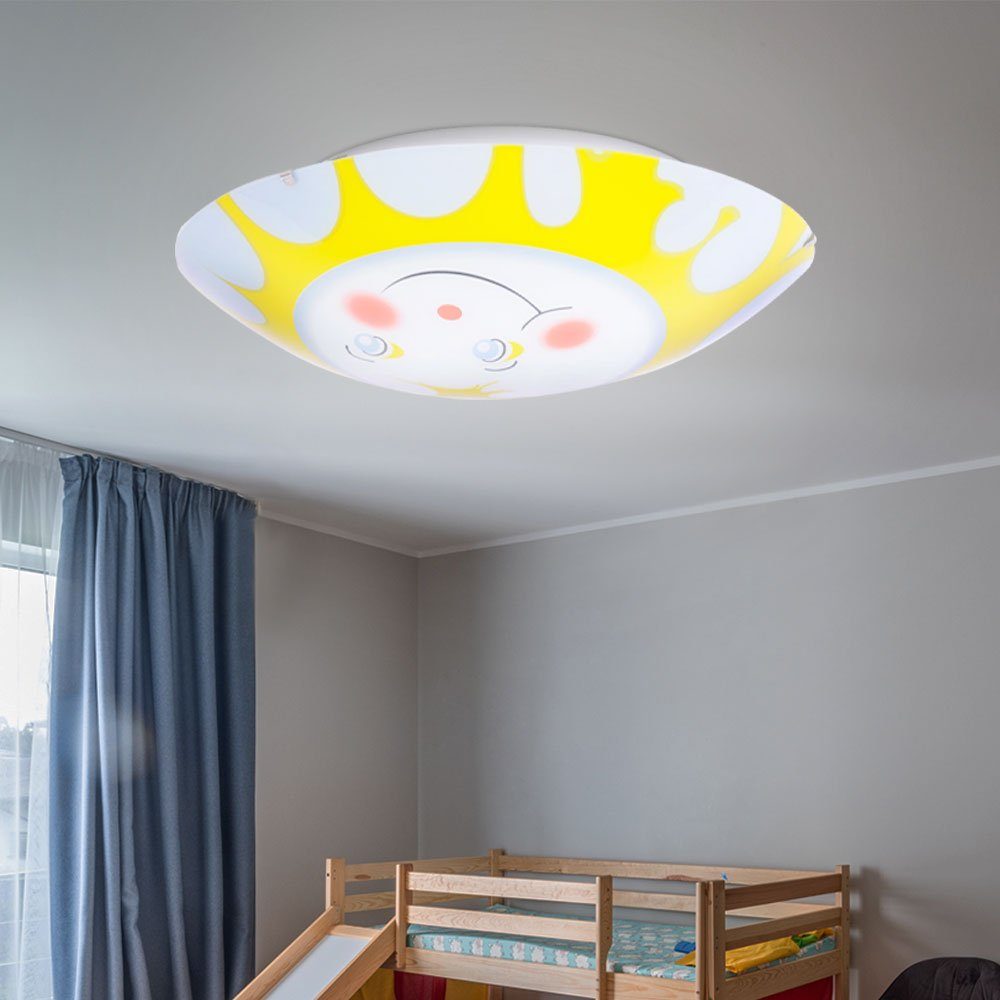 etc-shop Dekolicht, Leuchtmittel inklusive, Warmweiß, Kinder Decken Sonnen Glas Lampe Spiel Zimmer Beleuchtung im Set inkl.-