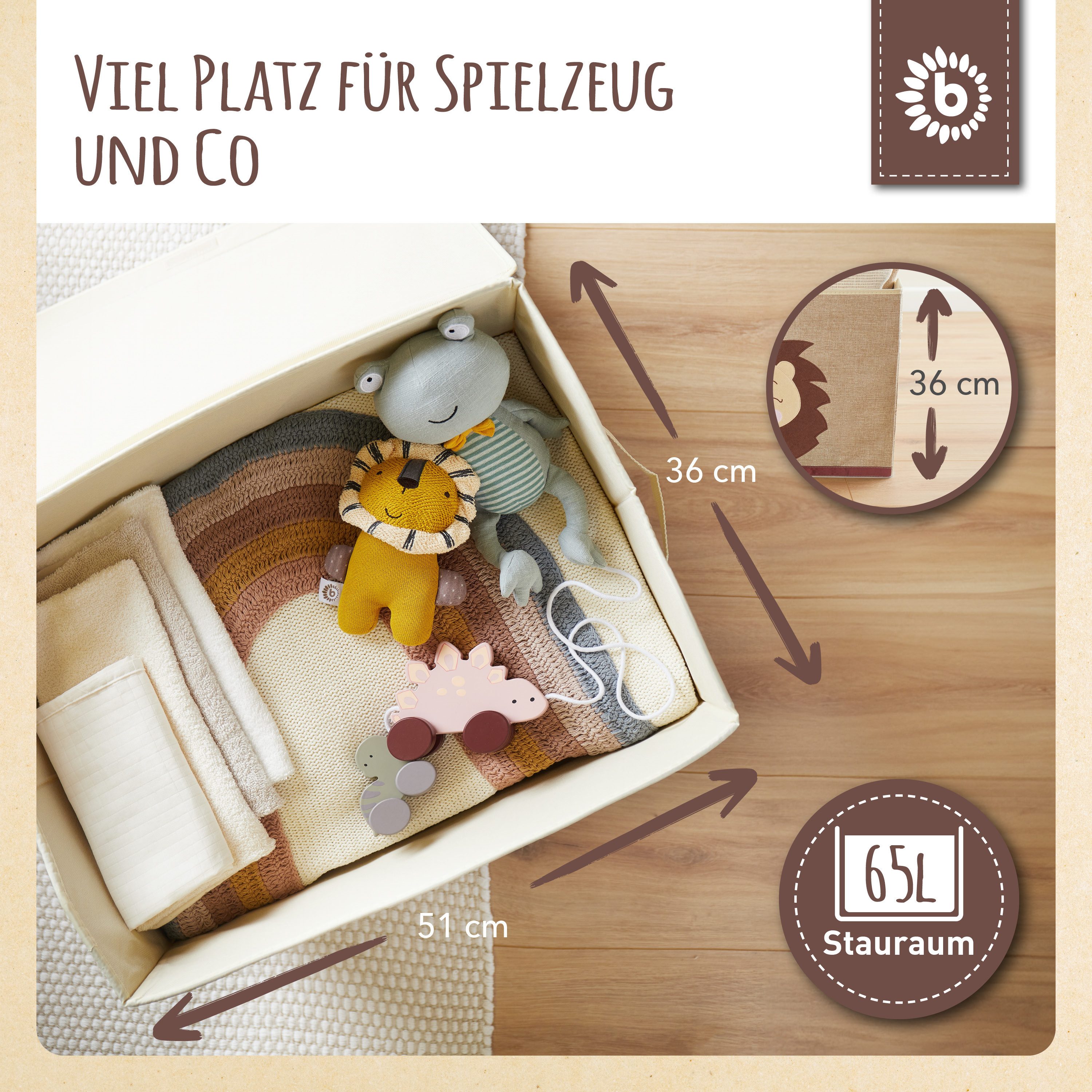 BIECO Spielzeugtruhe Aufbewahrungsbox mit Deckel groß für Kinderzimmer Spielzeugkiste