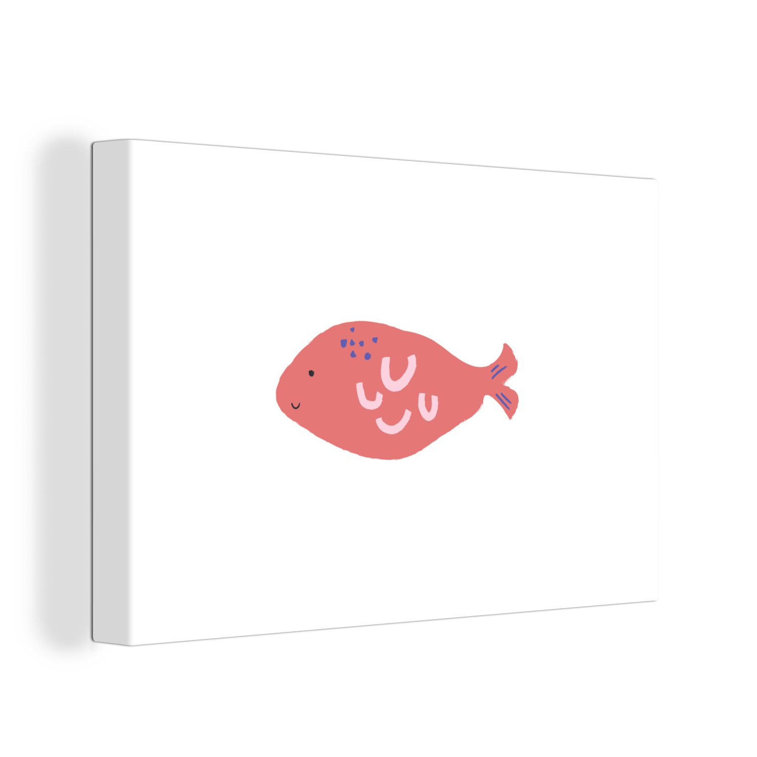 OneMillionCanvasses® Leinwandbild Fisch - Rosa (1 Wandbild 30x20 Pastell, cm St), Aufhängefertig, - Leinwandbilder, Wanddeko