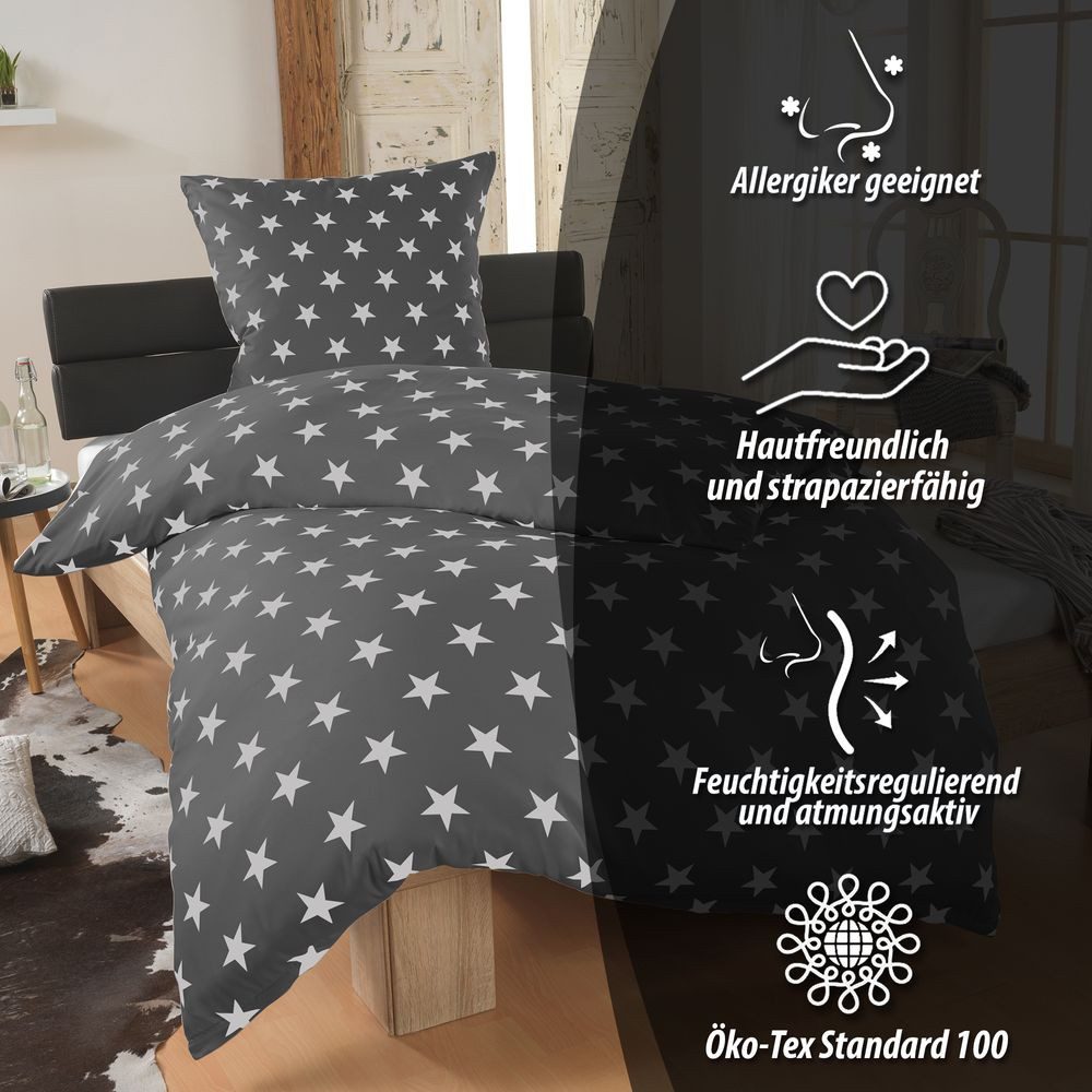 Dreamhome Bettwäsche 135x200 + 80x80 cm atmungsaktiver Bettbezug, Sterne, F günstig online kaufen