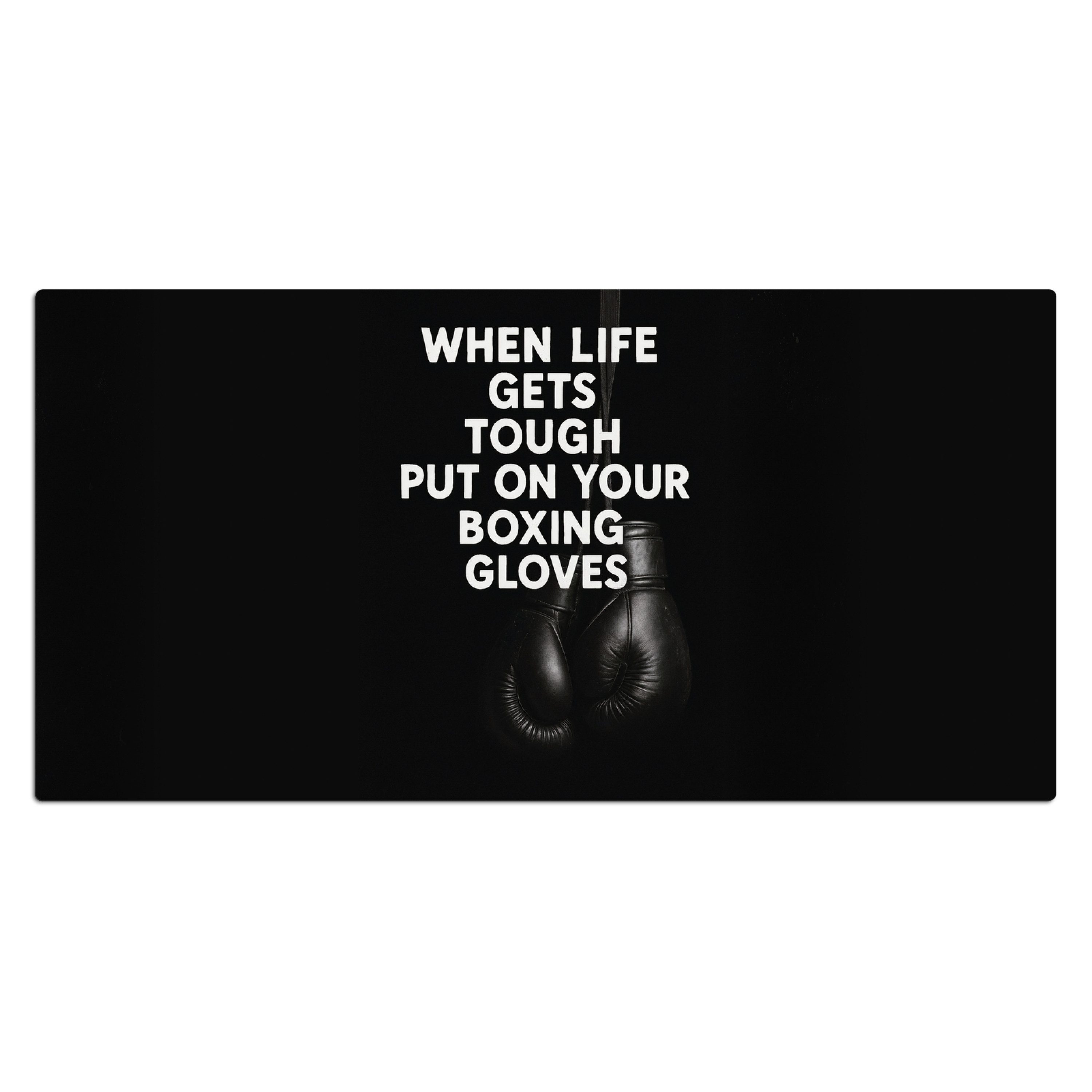 MuchoWow Gaming Mauspad Text - Boxhandschuhe - Weiß (1-St), Gaming Mauspad XXL, Schreibtischunterlage, Mousepad, Deko, 90x45 cm