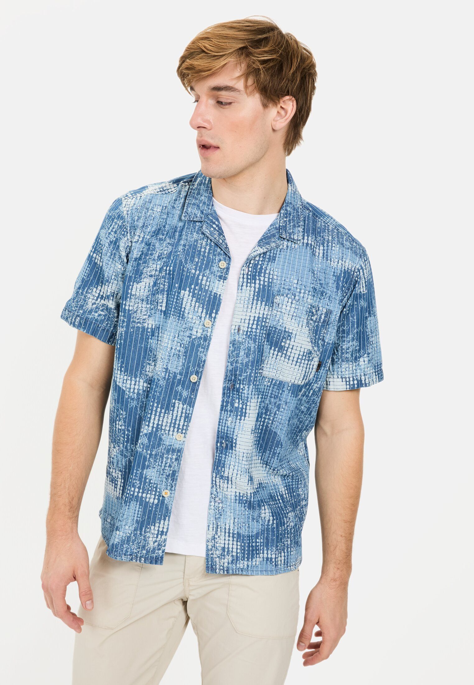 camel active Kurzarmhemd mit Allover-Print Resortkragen günstig online kaufen