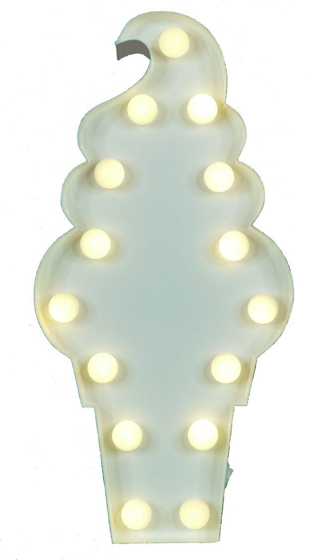 MARQUEE LIGHTS LED Dekolicht Icecream, LED fest integriert, Warmweiß,  Wandlampe, Tischlampe Icecream mit 15 festverbauten LEDs - 15x31 cm