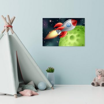 wandmotiv24 Leinwandbild Rakete im Weltall, Kinder Motive (1 St), Wandbild, Wanddeko, Leinwandbilder in versch. Größen