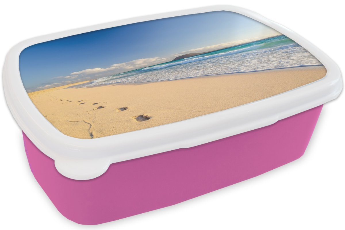 - Strand Brotbox rosa Brotdose MuchoWow für Erwachsene, Lunchbox Berge, Snackbox, Kunststoff - (2-tlg), Kinder, Kunststoff, Meer Mädchen,