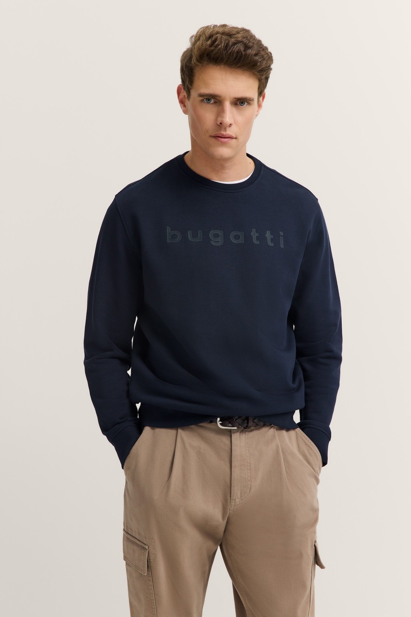 bugatti Sweatshirt 3D-Logo-Print im Modern Fit aus einem Baumwollmix