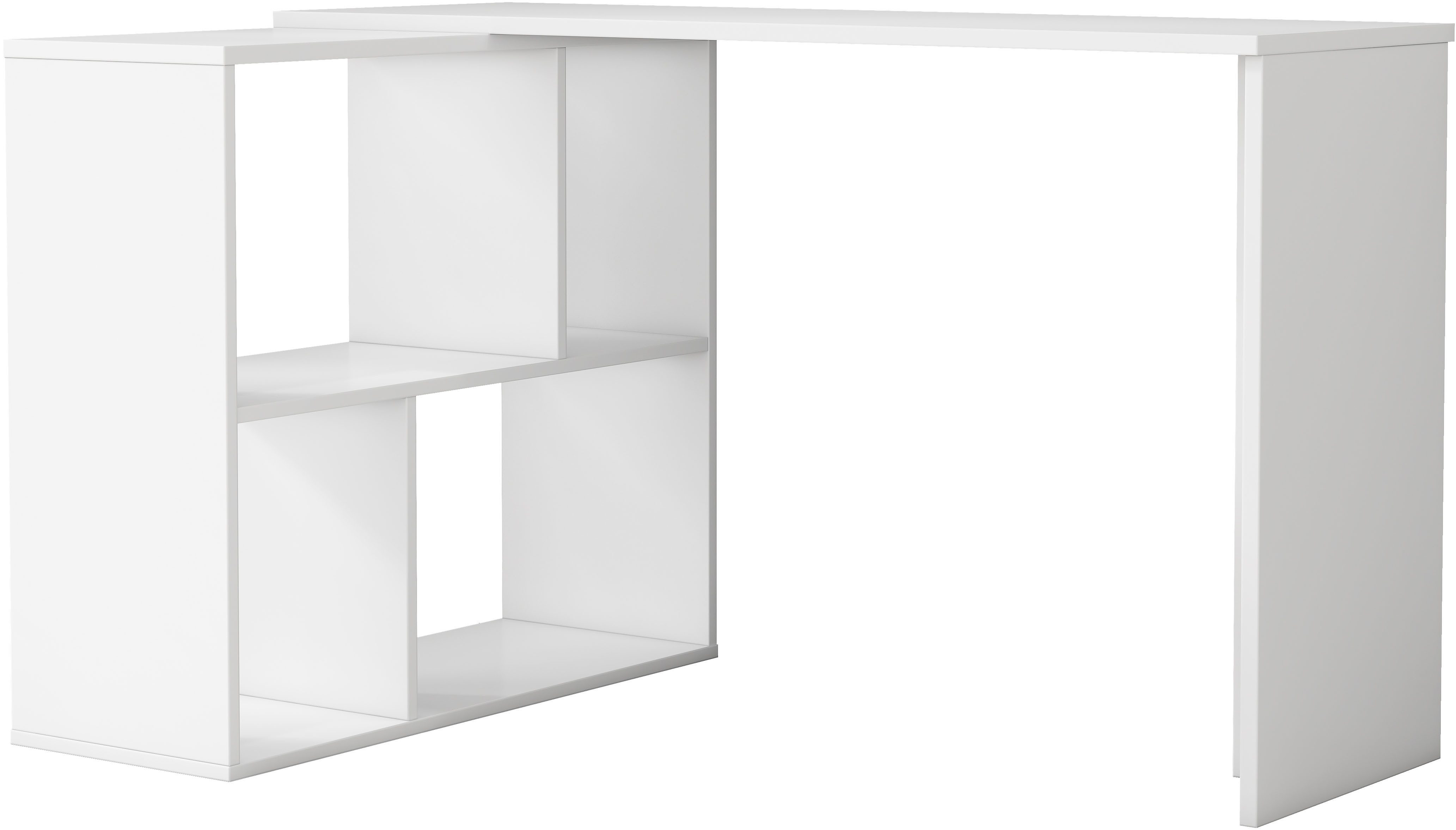 OTTO home Eckschreibtisch Jaaron, mit vier offenen Fächern, modernes und elegantes Design