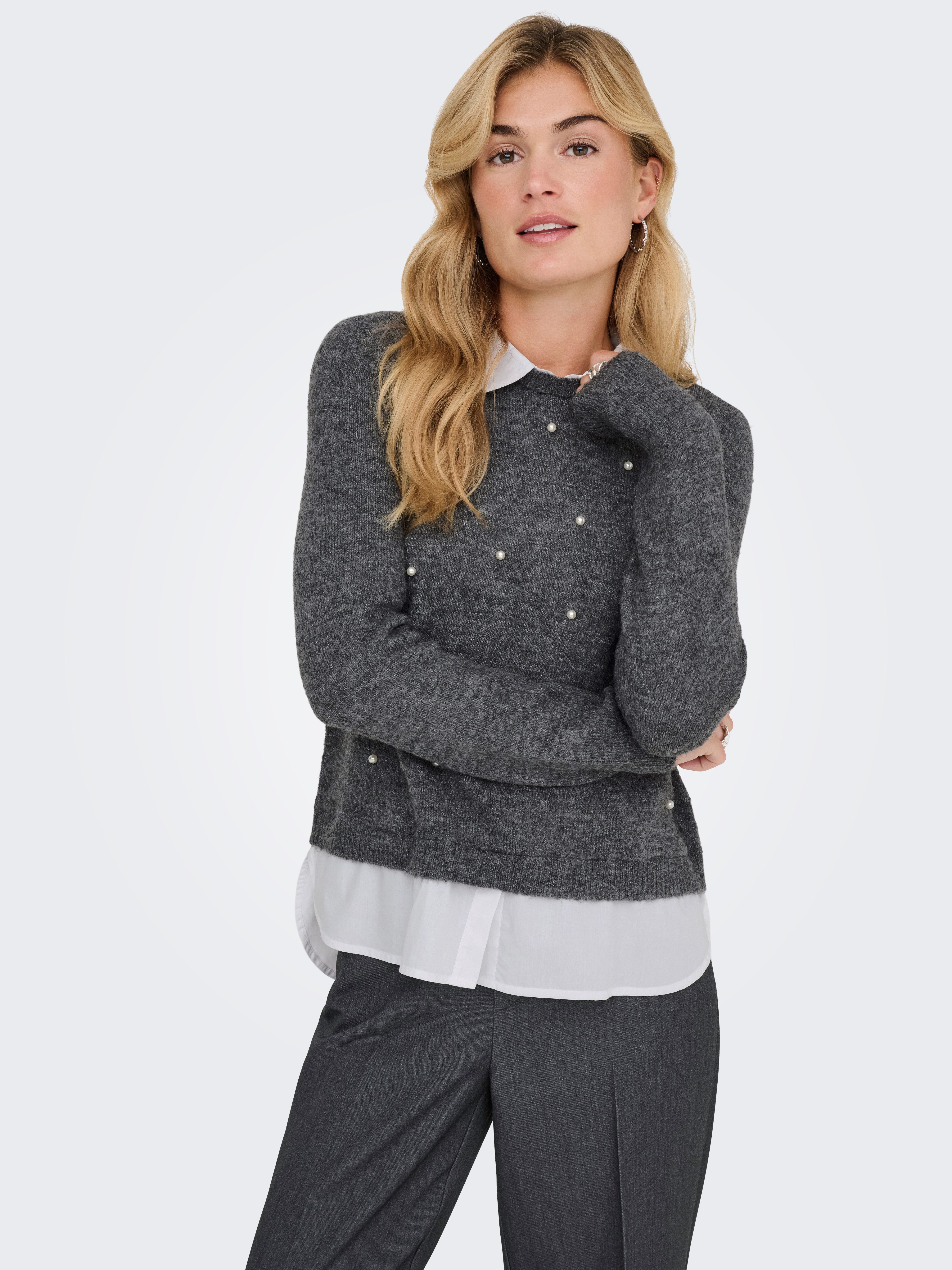 ONLY Strickpullover ONLDOLLY LS WOVEN MIX günstig online kaufen
