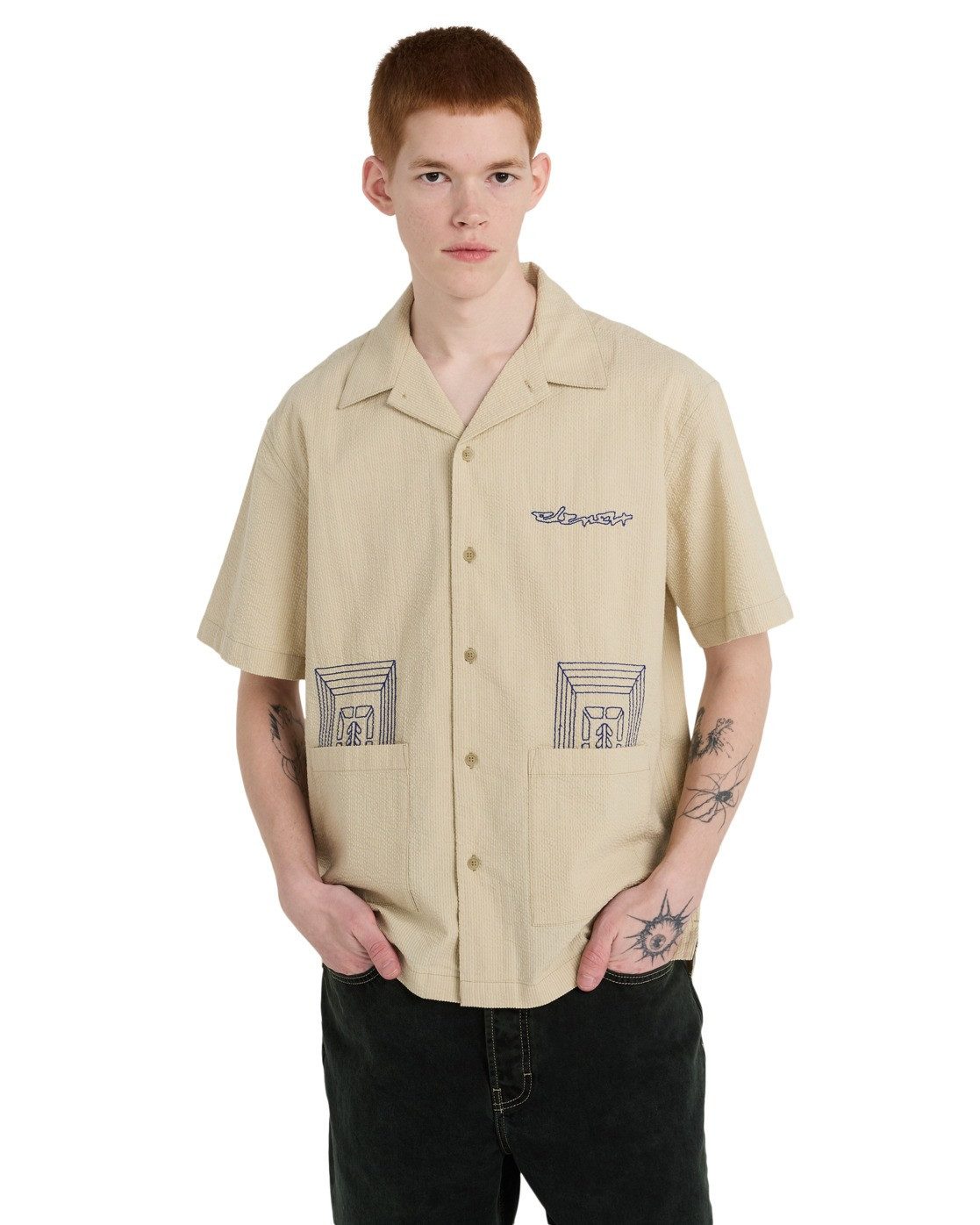 Element Kurzarmhemd Seersucker Embroidery