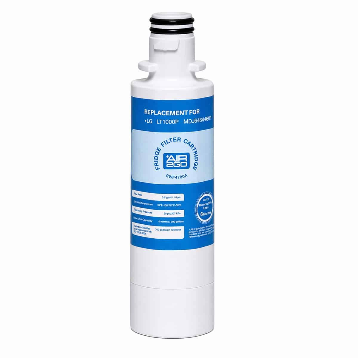 AIR2GO Wasserfilter für LG / LT1000P / MDJ64844601, Zubehör für Kühlschrankfilter für LG GC-G22FFQWJ, GMG860EPBE, GMG860MBBE, GMG960EVEE, GMG960EVJE, GMG960MBEE, GMG960MBJE, GMJ844MCKV, GMJ844PZKV, GMJ936NSHV, GMJ945NS9F, GMK9331MT, GML8031MT, GML8031ST, GML844MCKV, GML844PZ6F, GML844PZAE, GML844PZKV, GML844PZKZ, GML860PYFE, GML9331SC, GML945NS9E, GMS9331SB, GMX844BS6F, GMX844BS6F INSTAVIEW, GMX844MC6F, GMX844MCBF, GMX844MCKV, GMX936SBHV, GMX945MC9F, GR-X24FTKHL, GR-X31FTKHL, GSLC40PYPE, LSR100, Passend für Kühlschränke von LG