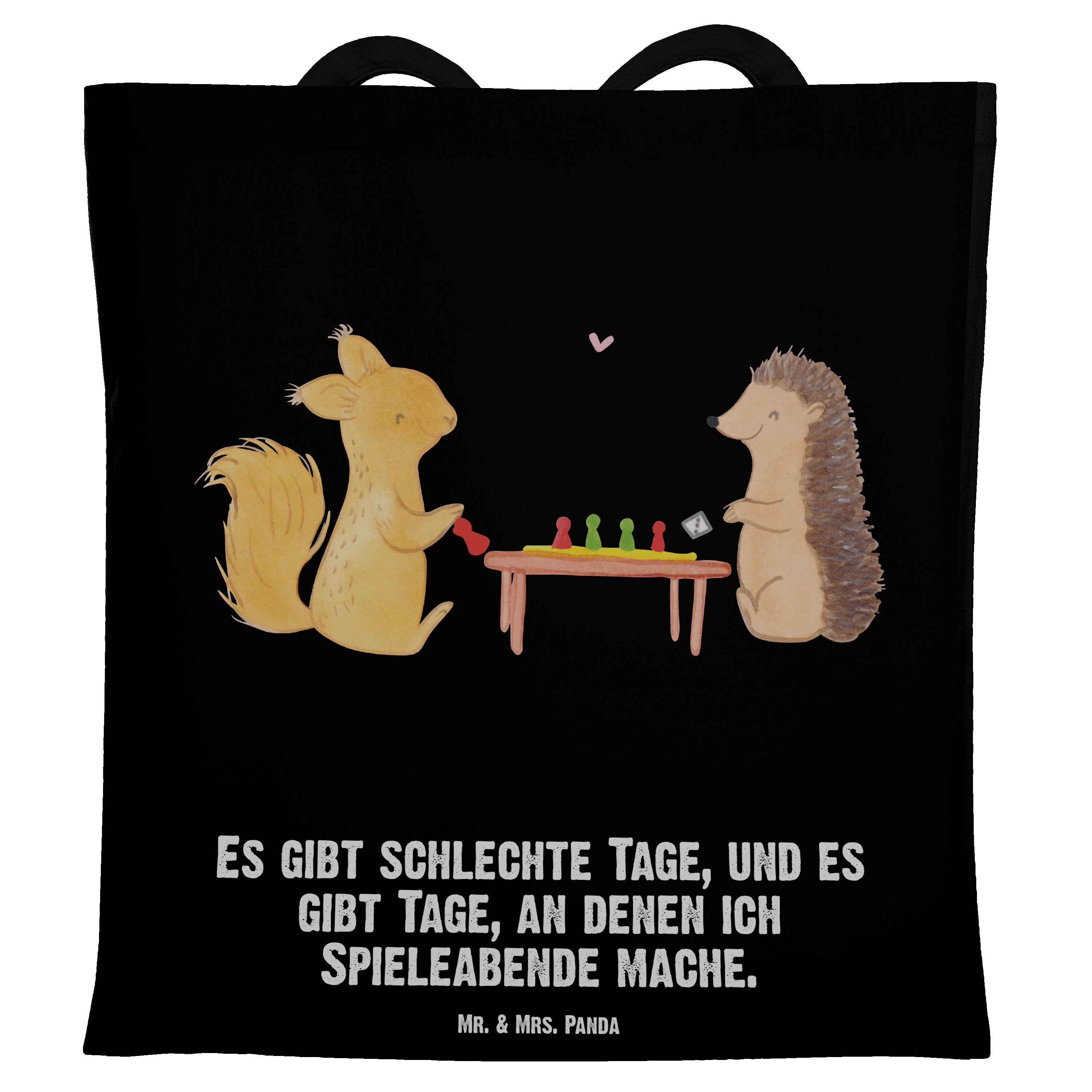(1-tlg) Eichhörnchen Beuteltas Tragetasche Tage - Gesellschaftsspiele Panda - Schwarz Mrs. & Mr. Geschenk,