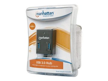 IC INTRACOM USB-Verteiler MANHATTAN USB-HUB 4-Port Manhattan USB 3.0 schwarz mit Netzteil
