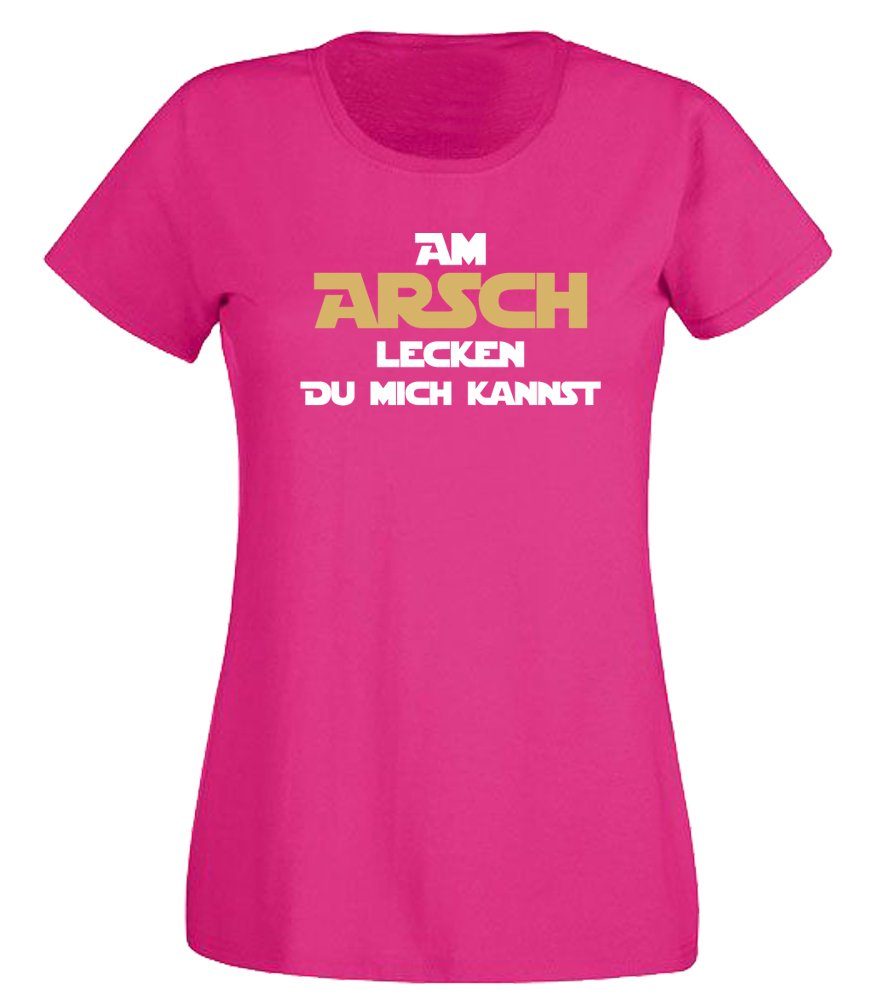 G-graphics T-Shirt Am Arsch lecken Du mich kannst Slim-fit- Damen T-Shirt mit Statement / Spruch als Frontprint
