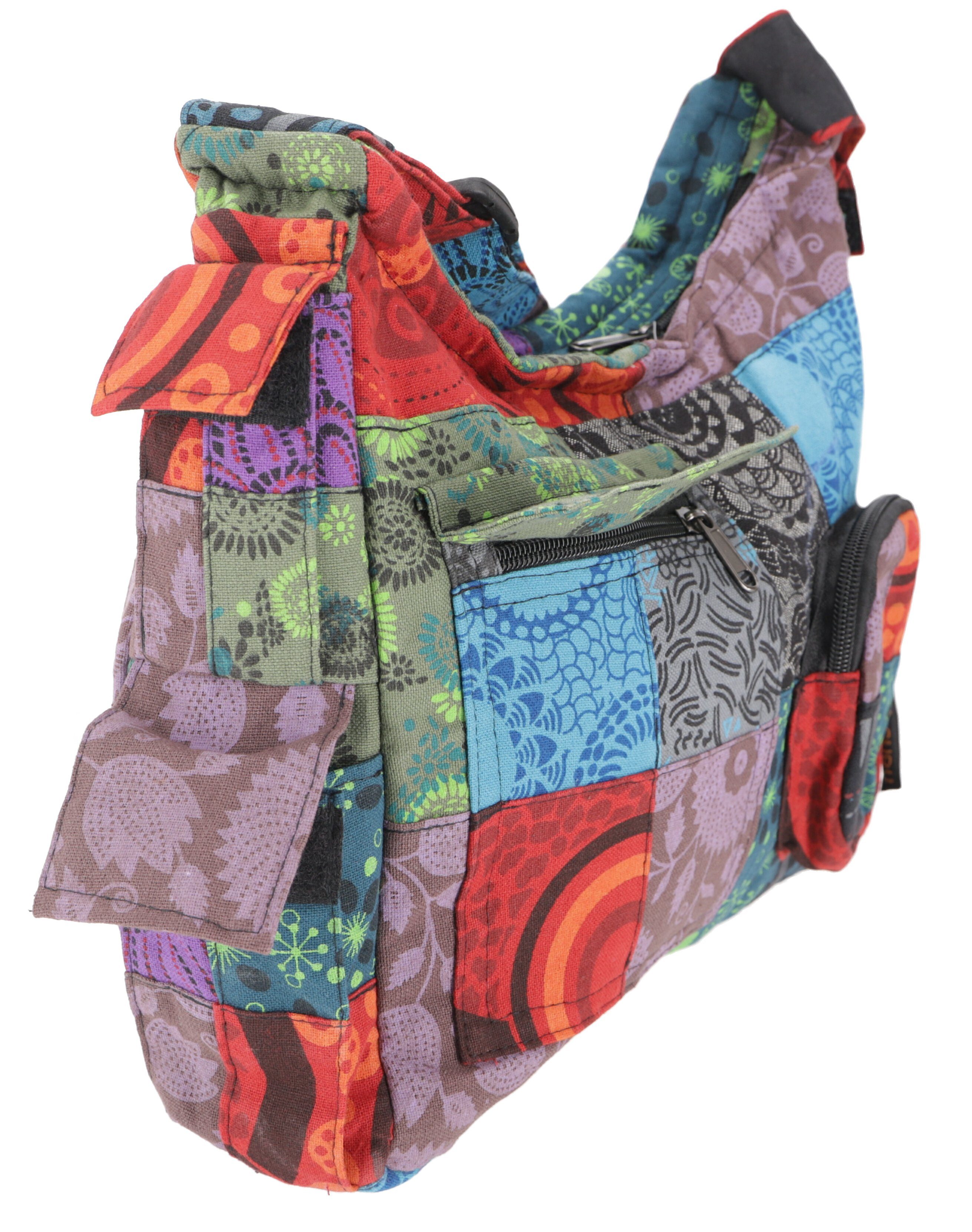 Guru-Shop Schultertasche Ethno Schultertasche, große Patchwork..