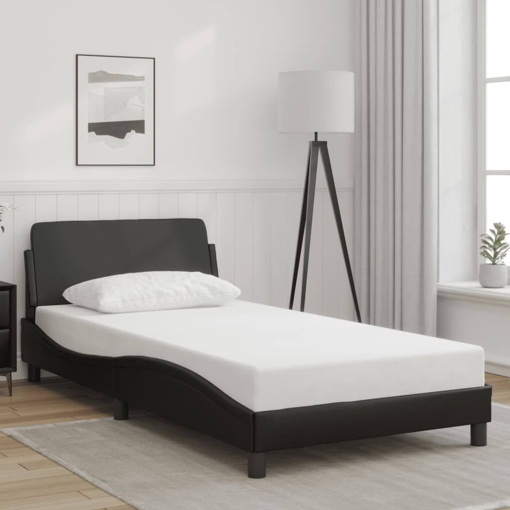 furnicato Bettgestell "Dover" Schwarz 100x200 cm Kunstleder