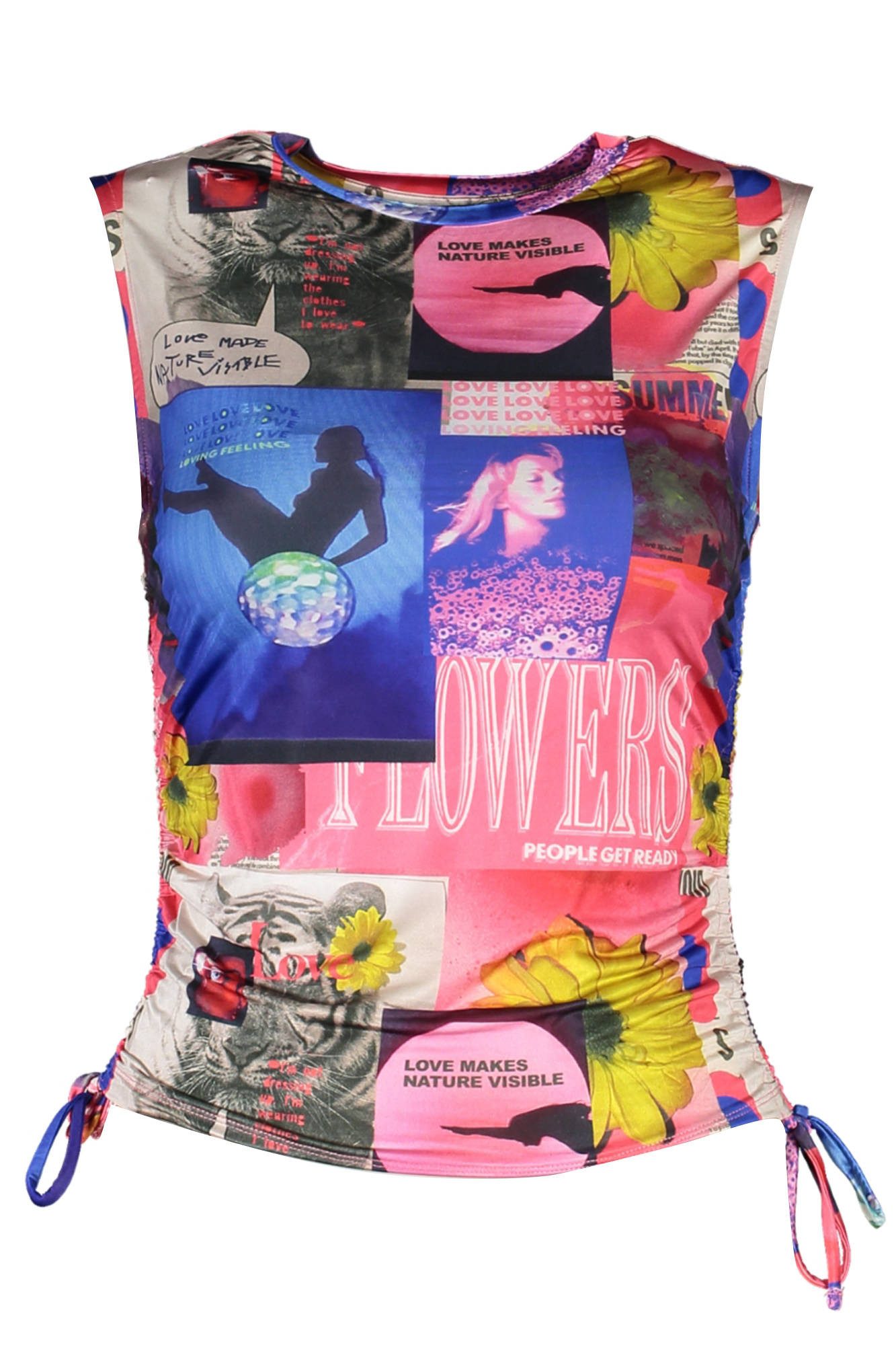 Desigual T-Shirt Damen Tanktop Blau mit verstellbaren Kordeln und