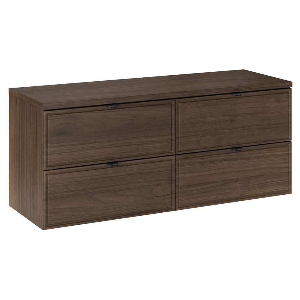 Lomadox Waschbeckenschrank TEMUCO-56-WALNUT 120 cm breit, in Walnuss mit Rahmenfräsung, wandhängend