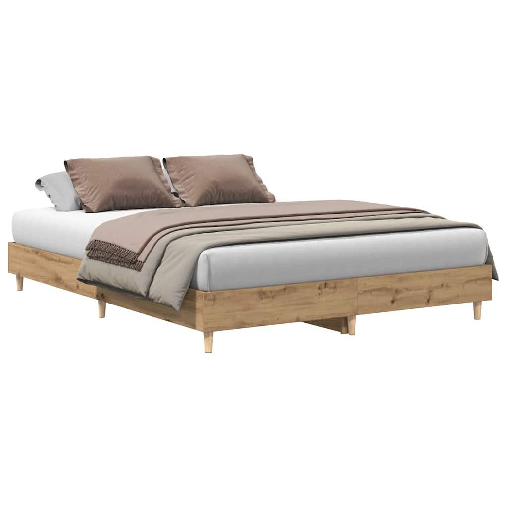 vidaXL Bett Bettgestell ohne Matratze Artisan-Eiche 150x200cm Holzwerkstoff günstig online kaufen