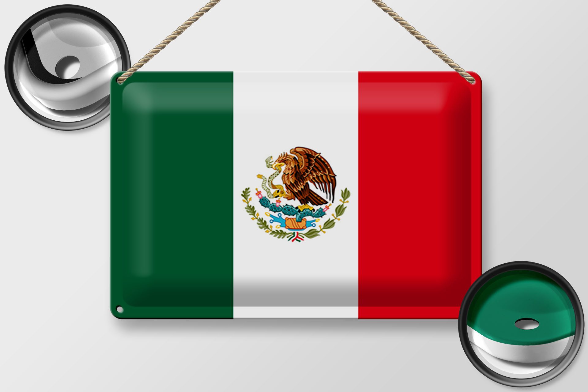 Femer GmbH Metallschild Flagge Mexiko 30x20cm Flag of Mexico, (1 St), gewölbte Oberfläche, abgerundete Ecken, umgeschlagene Kanten
