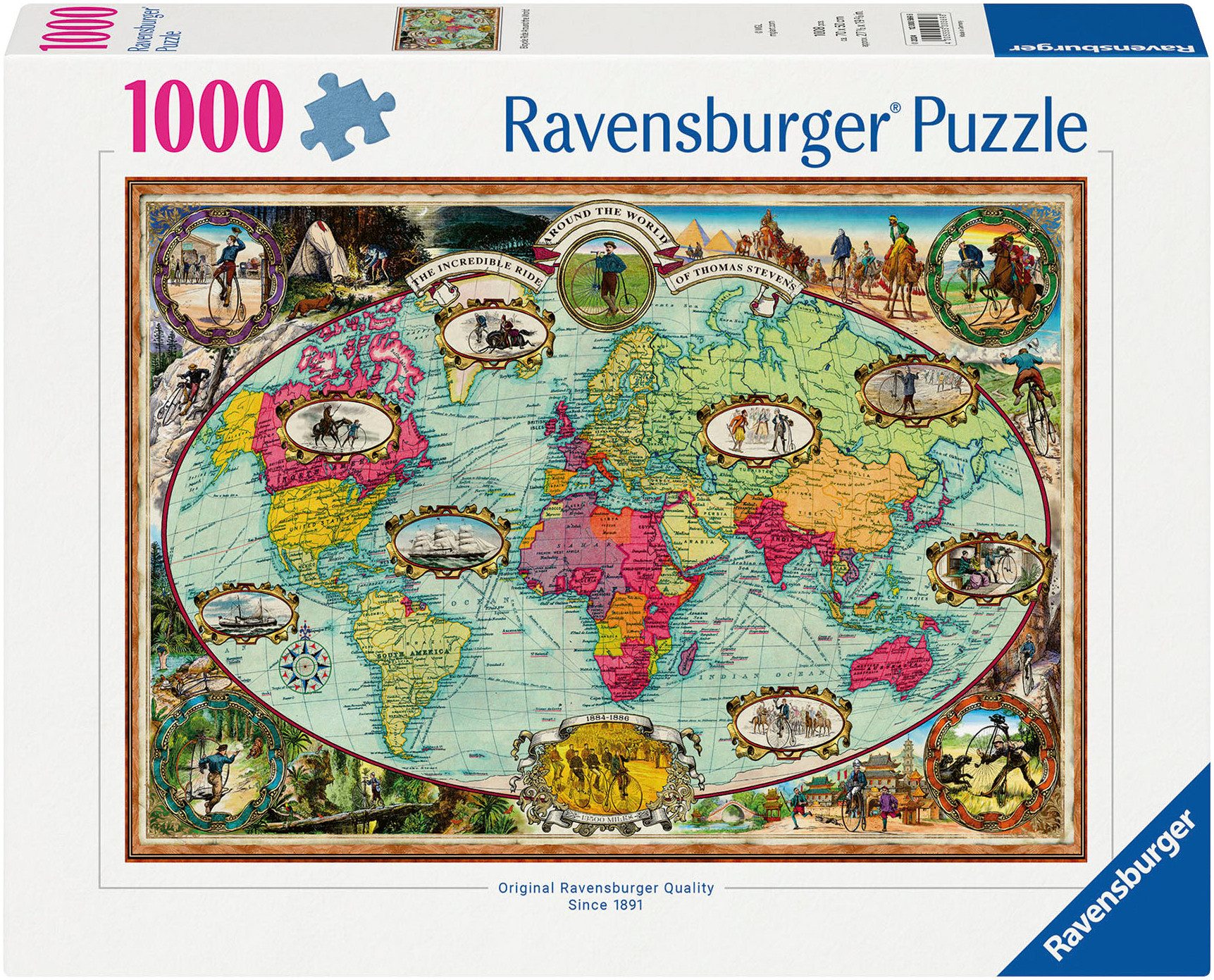 Ravensburger Puzzle Mit Fahrrad um die Welt, 1000 Puzzleteile, Made in Germ günstig online kaufen