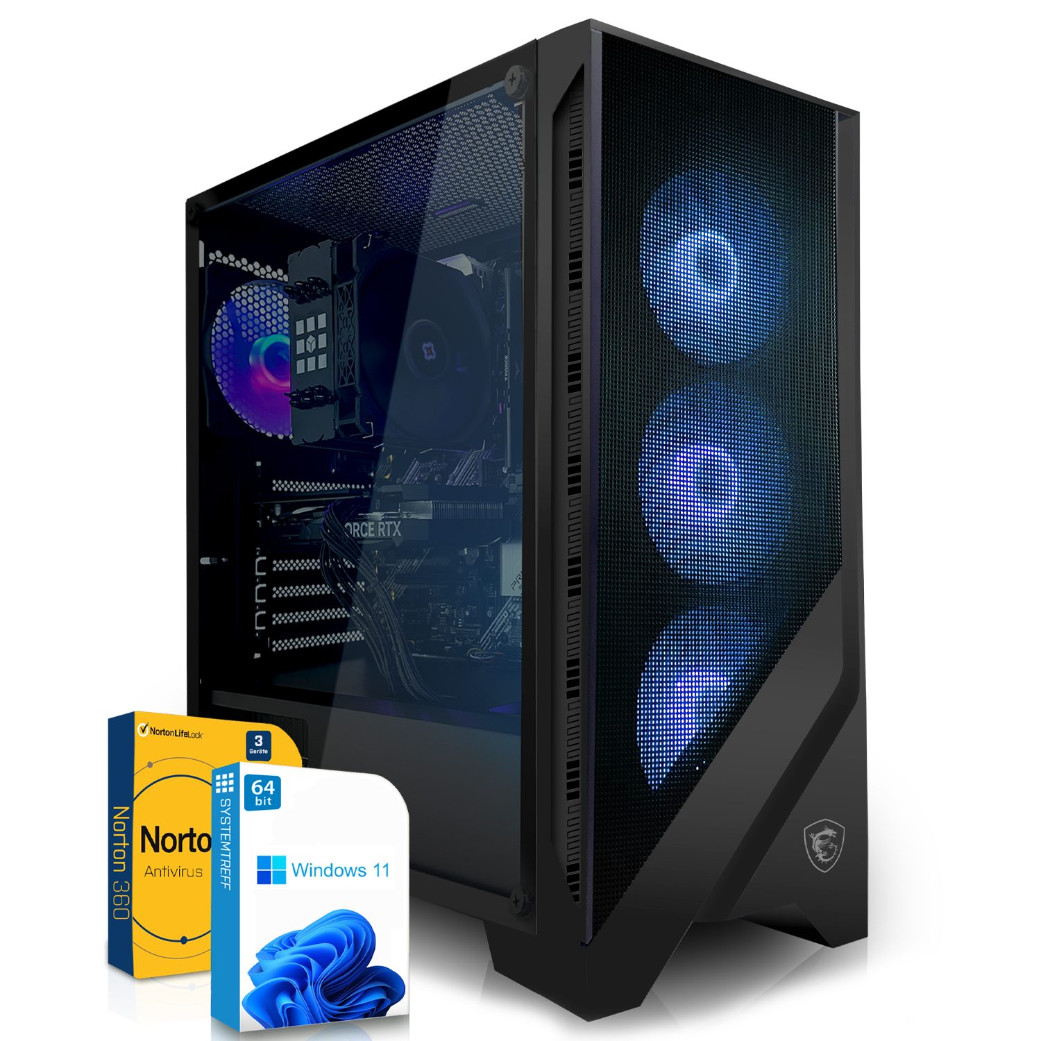 SYSTEMTREFF Gaming-PC (AMD Ryzen 7 7700, GeForce RTX 4070, 32 GB RAM, 1000 GB SSD, Luftkühlung, Windows 11, WLAN)