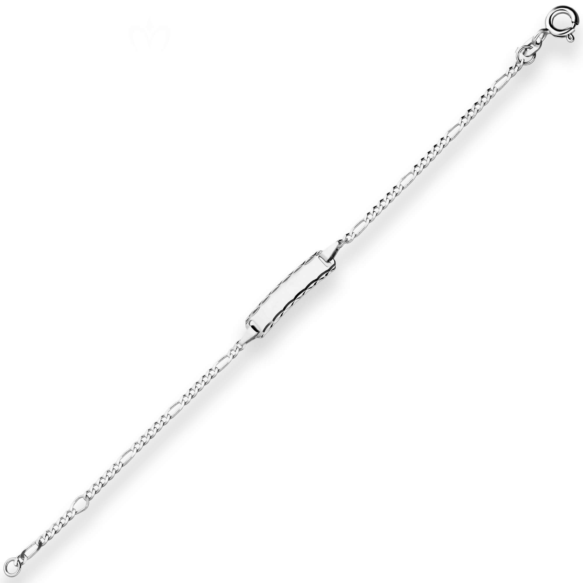 Silberarmband 1,9mm Id-Armband Figarokette diamantiert 925 Silber rhodiniert
