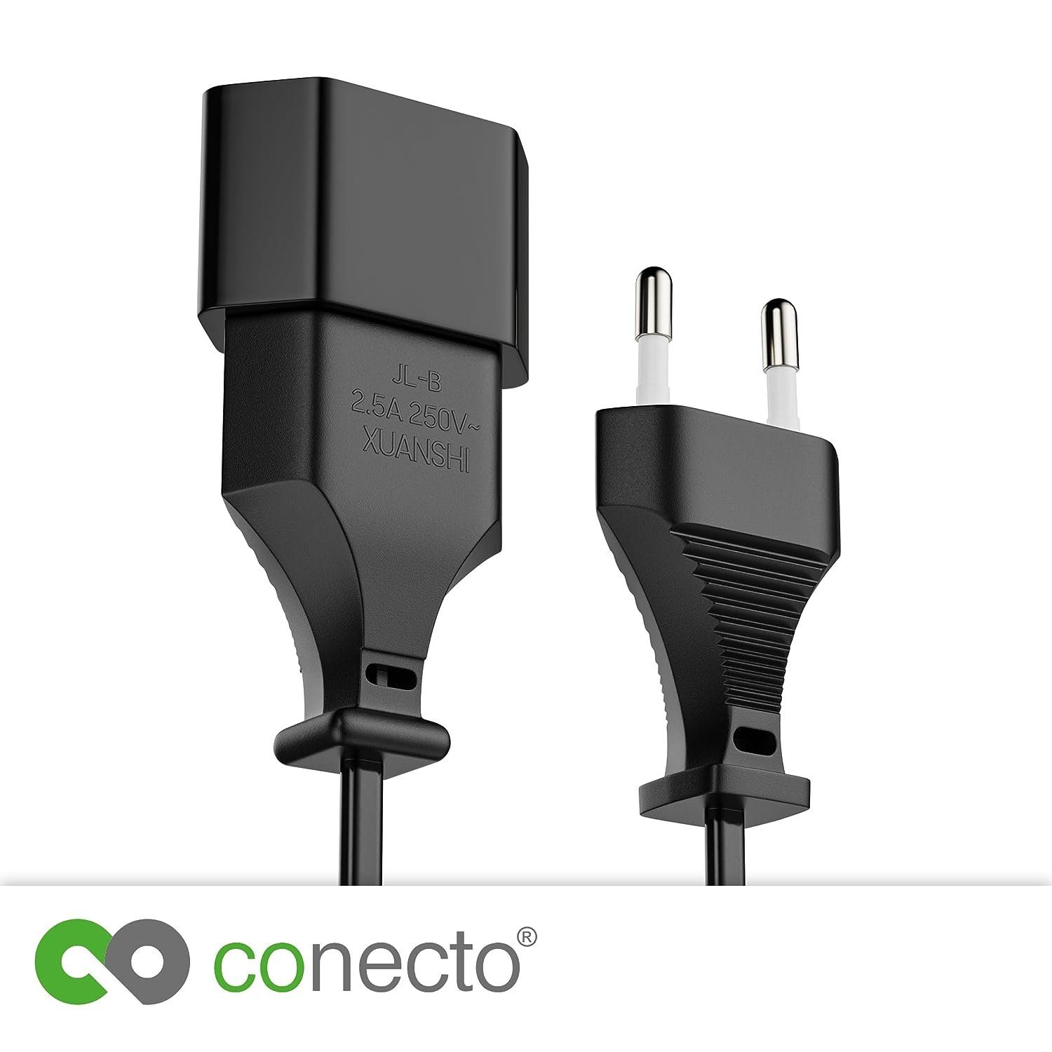 conecto conecto Strom-Kabel-Verlängerung, Euro-Stecker gerade auf Euro-Buchse Stromkabel, (100 cm)