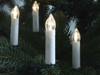 FHS LED-Christbaumkerzen, 30-flammig, 30 Kerzen f. Weihnachtsbaum weiss Innen- u. Außen
