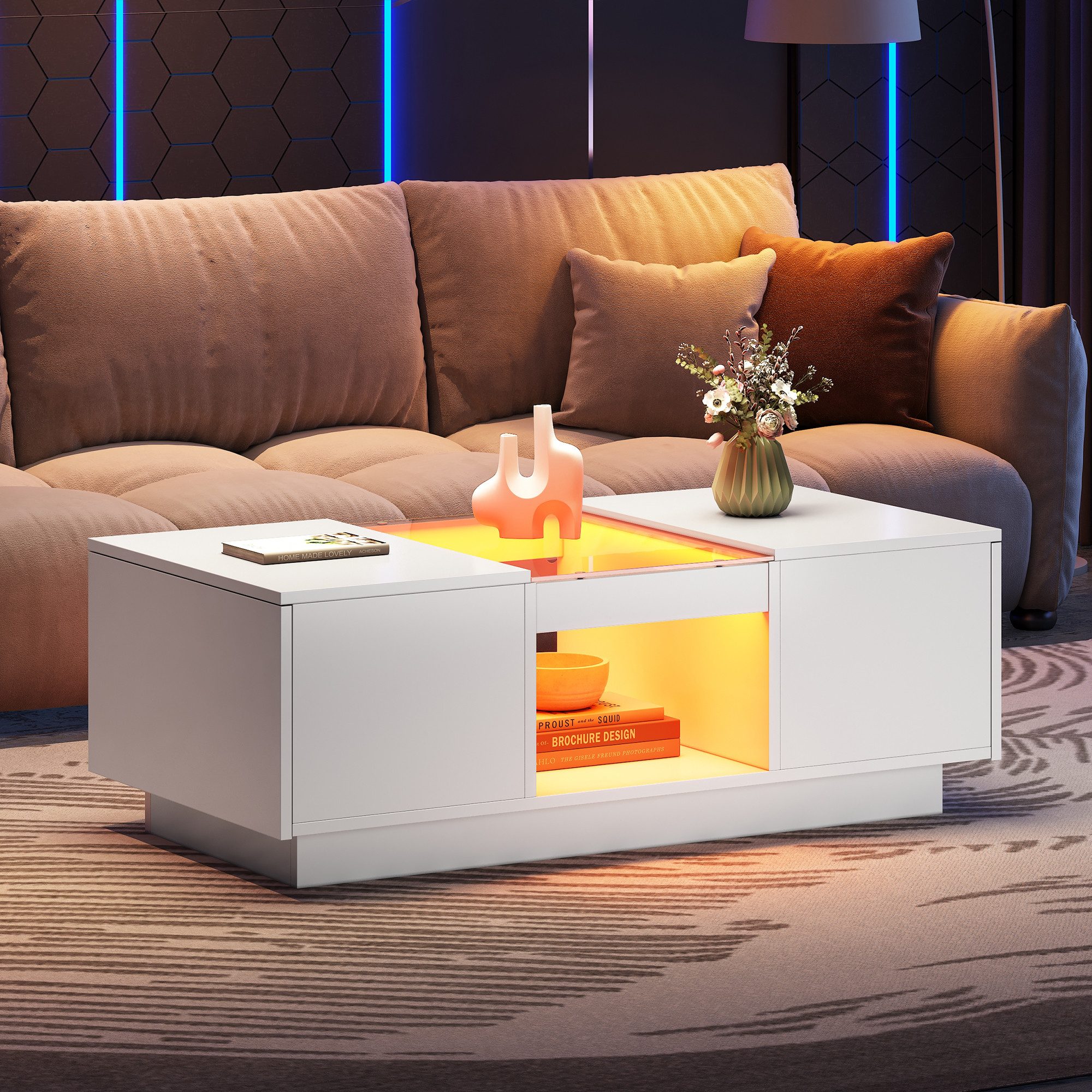 OKWISH Couchtisch Couchtisch mit Glastischplatte und günstig online kaufen