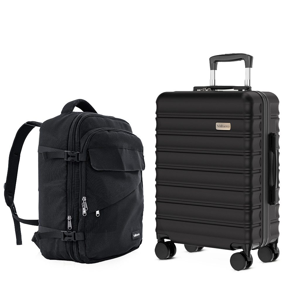 VALLSERO Koffer 16/20Zoll Hartschalen-Trolley 30/40L Hartschalenkoffer ABS Material, 40L Koffer + 25L-Laptop-Rucksack, an Bord von Flugzeugen erlaub